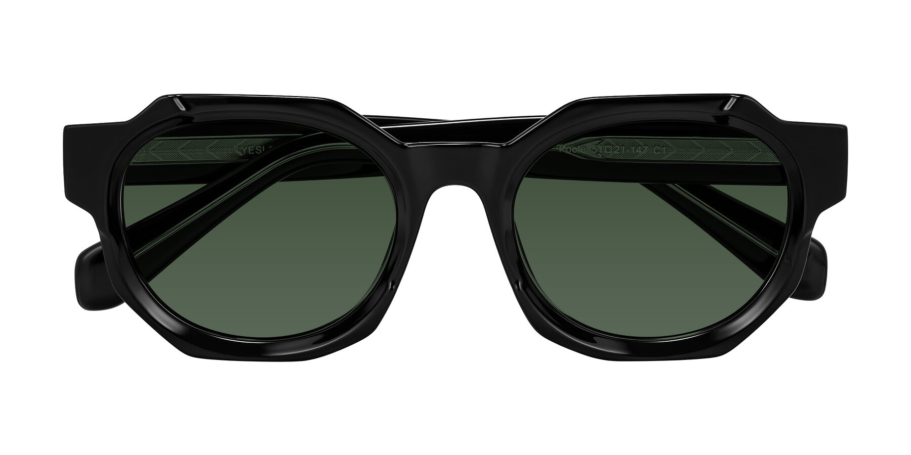 Folded Front of Poole in Black with Green Tinted Lenses