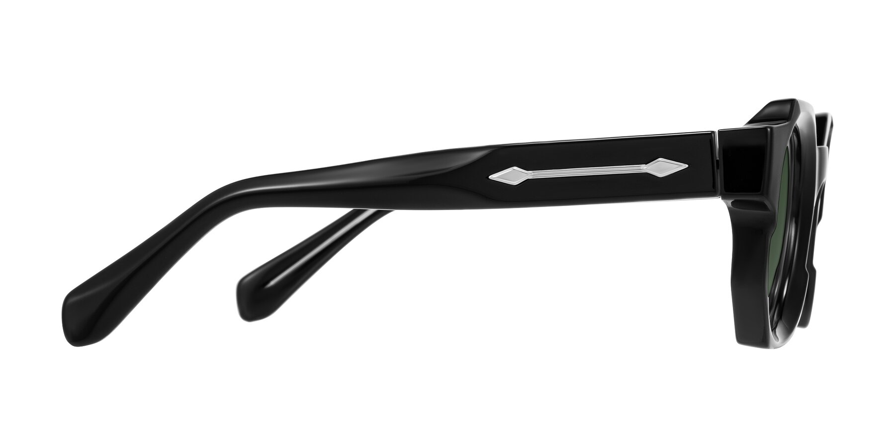 Side of Poole in Black with Green Tinted Lenses