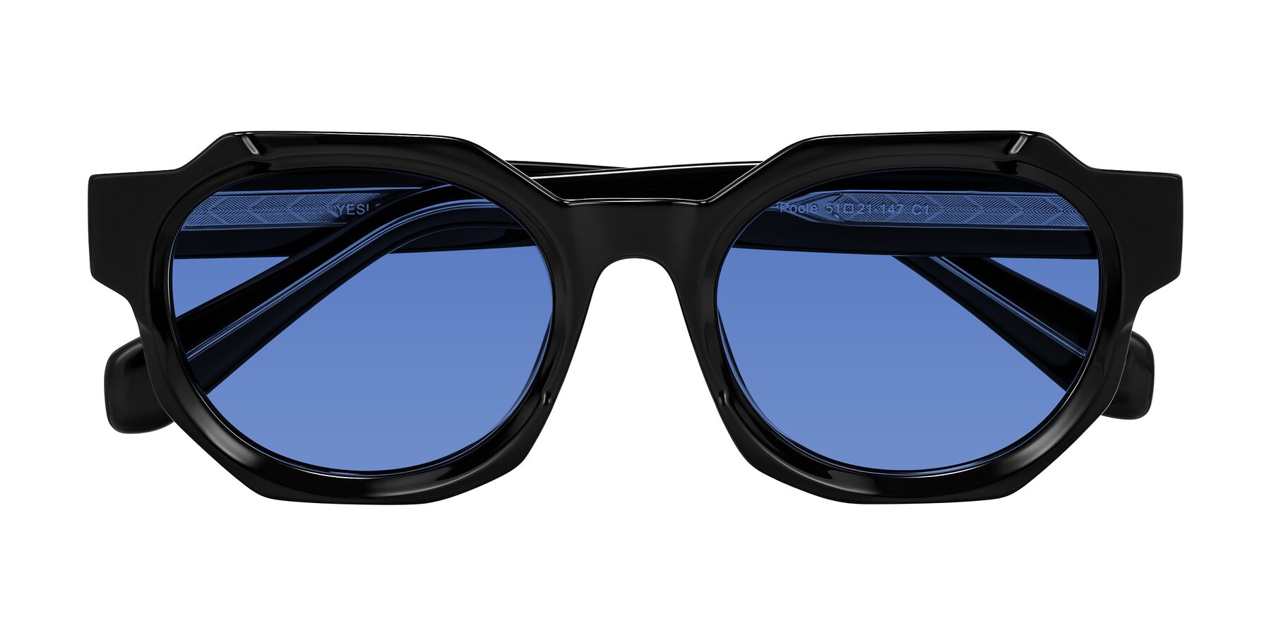Folded Front of Poole in Black with Blue Tinted Lenses
