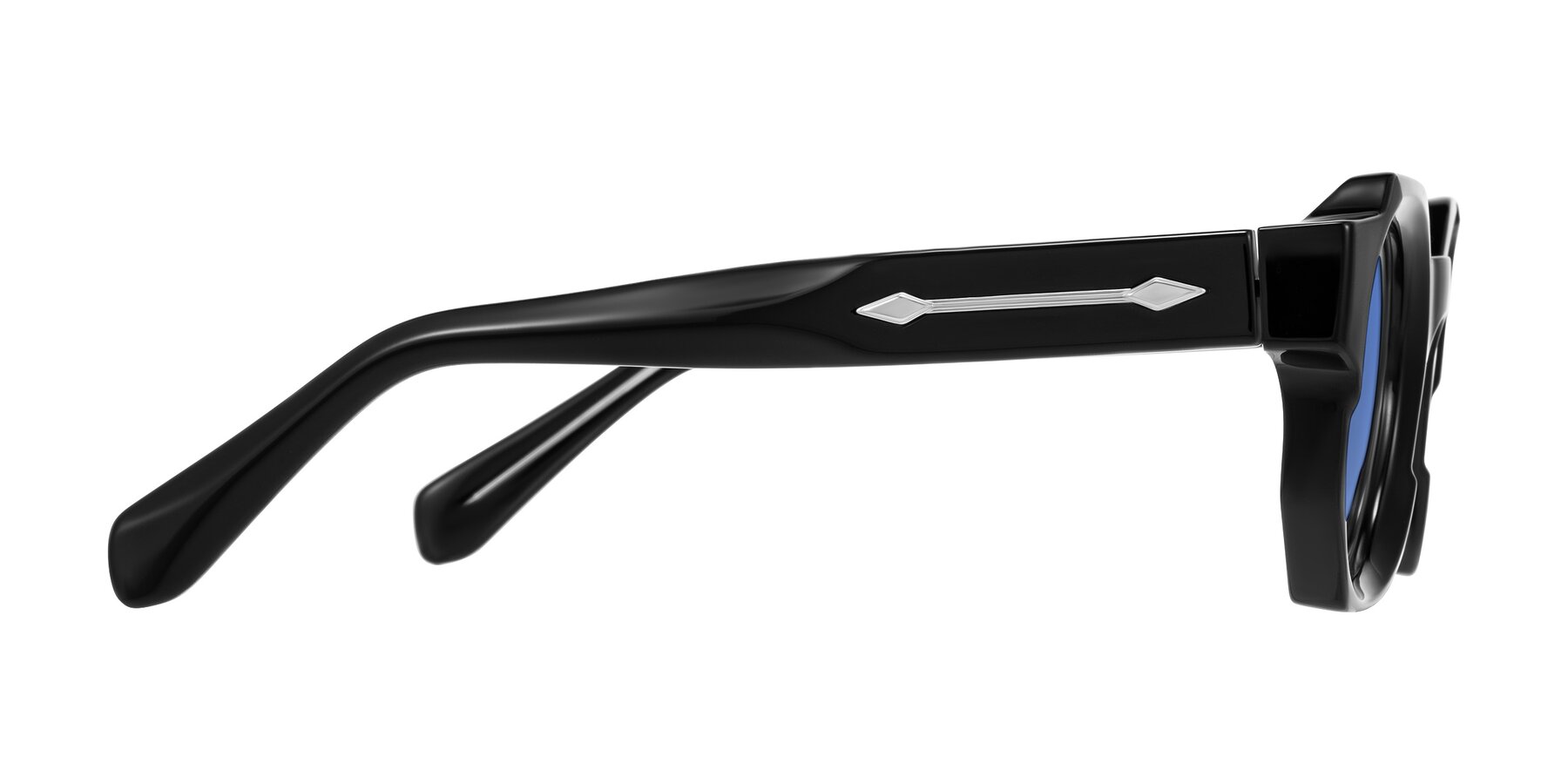 Side of Poole in Black with Blue Tinted Lenses