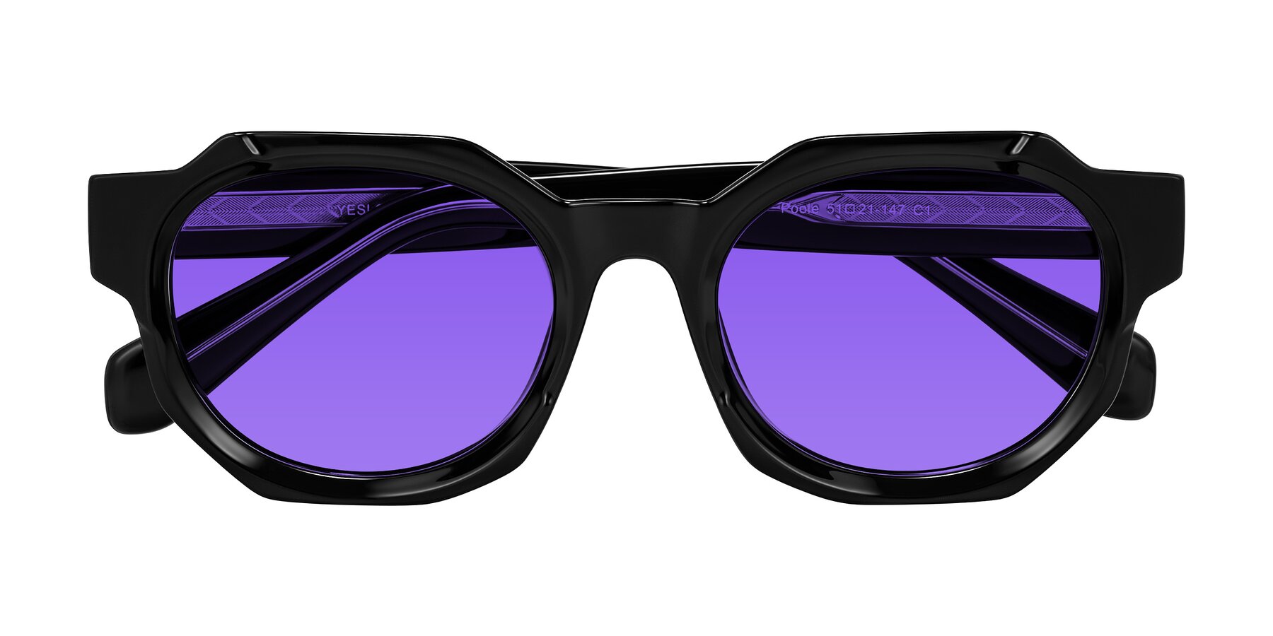 Folded Front of Poole in Black with Purple Tinted Lenses