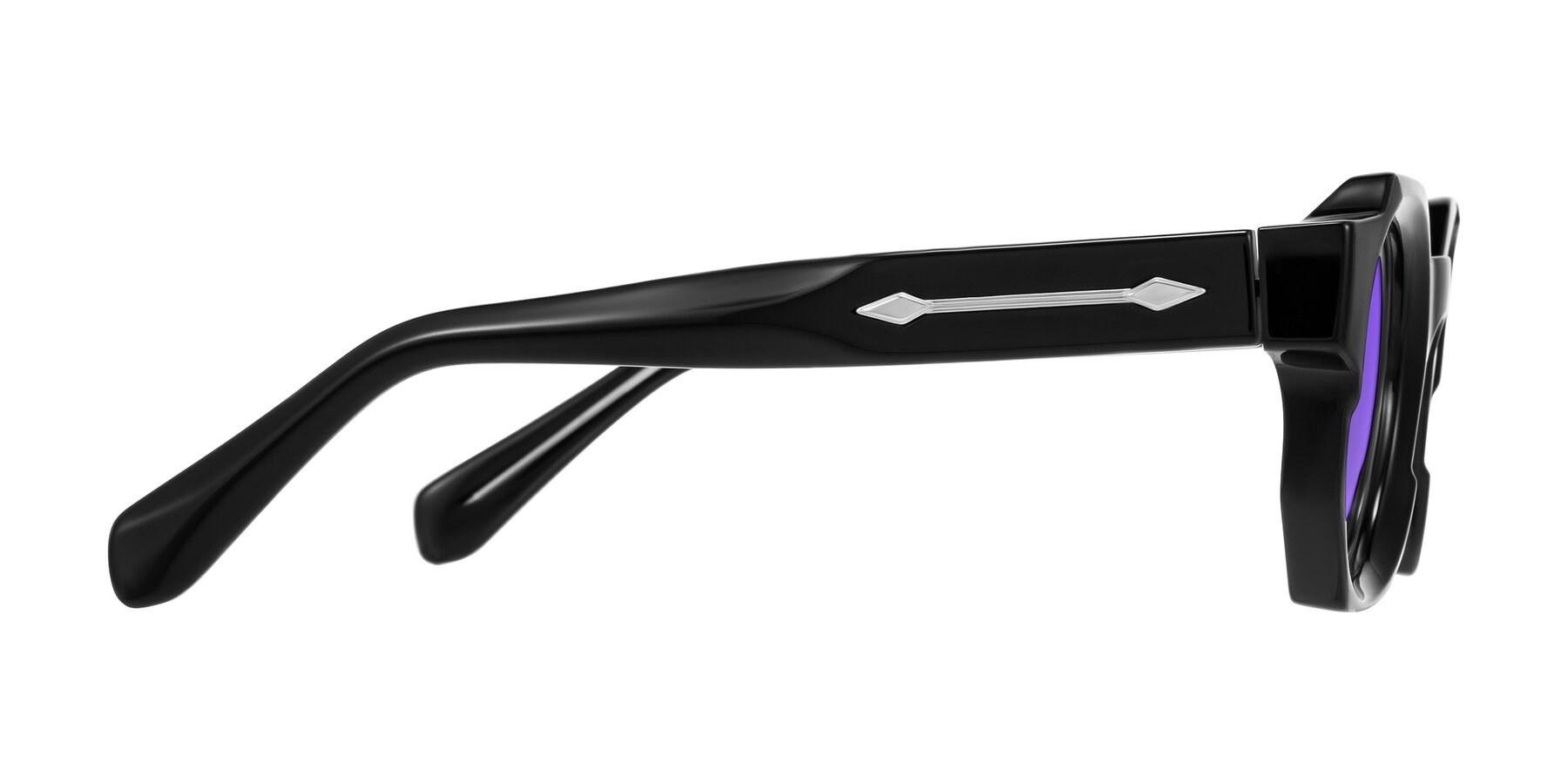 Side of Poole in Black with Purple Tinted Lenses
