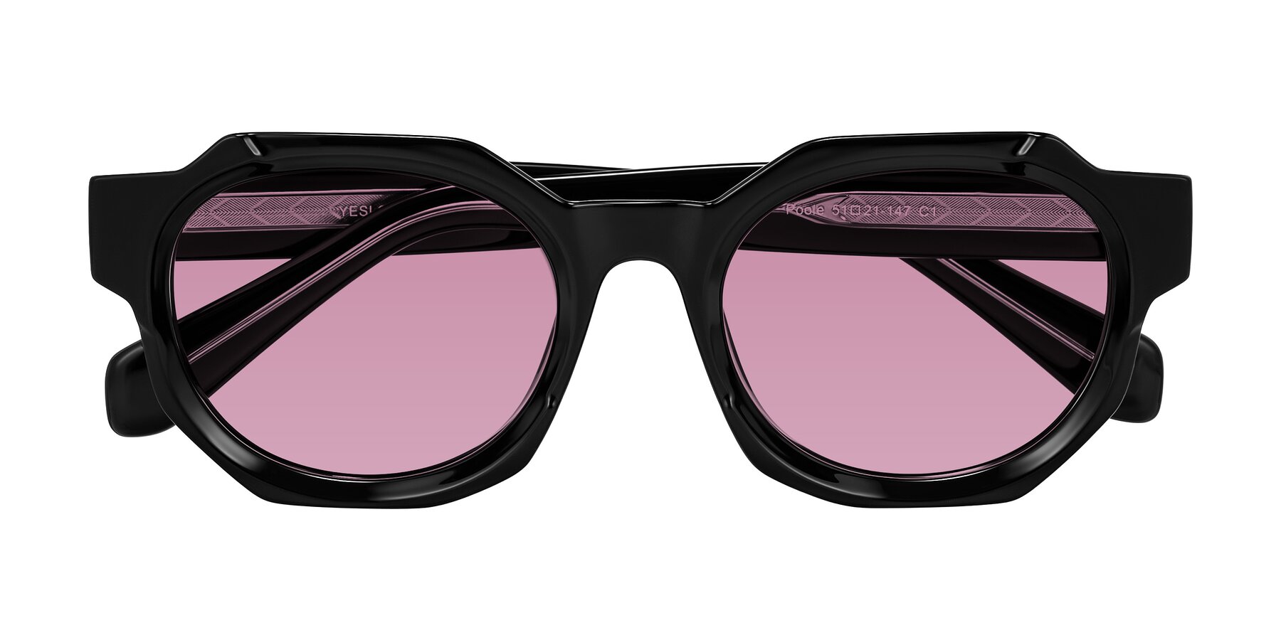 Folded Front of Poole in Black with Medium Wine Tinted Lenses