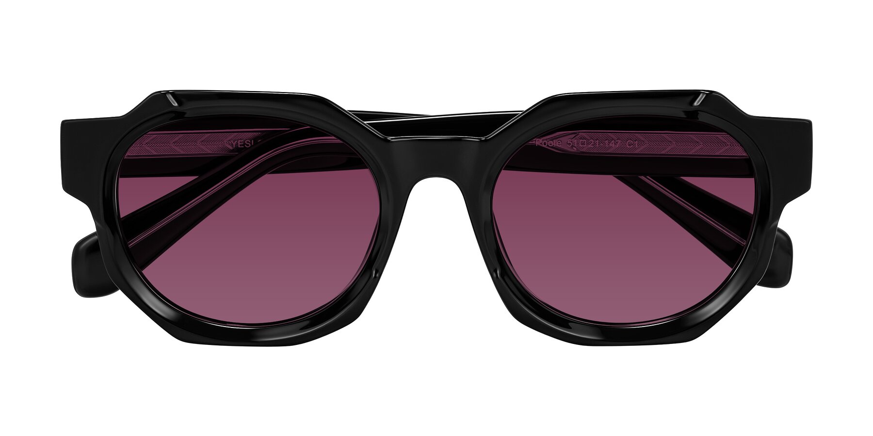 Folded Front of Poole in Black with Wine Tinted Lenses