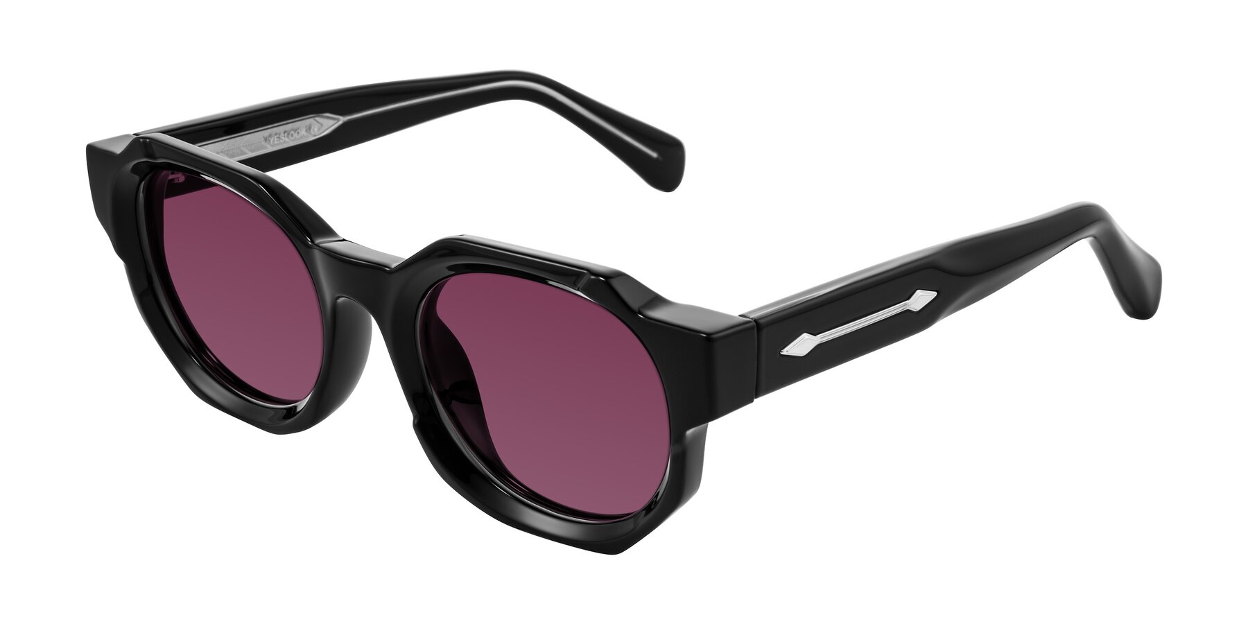 Angle of Poole in Black with Wine Tinted Lenses