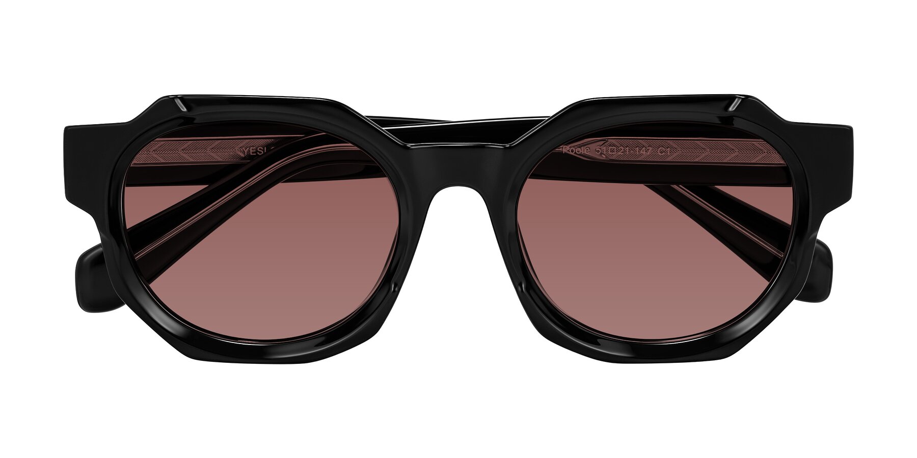 Folded Front of Poole in Black with Garnet Tinted Lenses