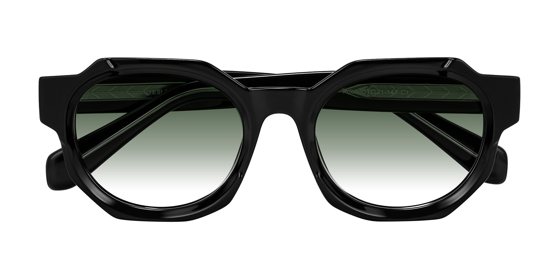 Folded Front of Poole in Black with Green Gradient Lenses