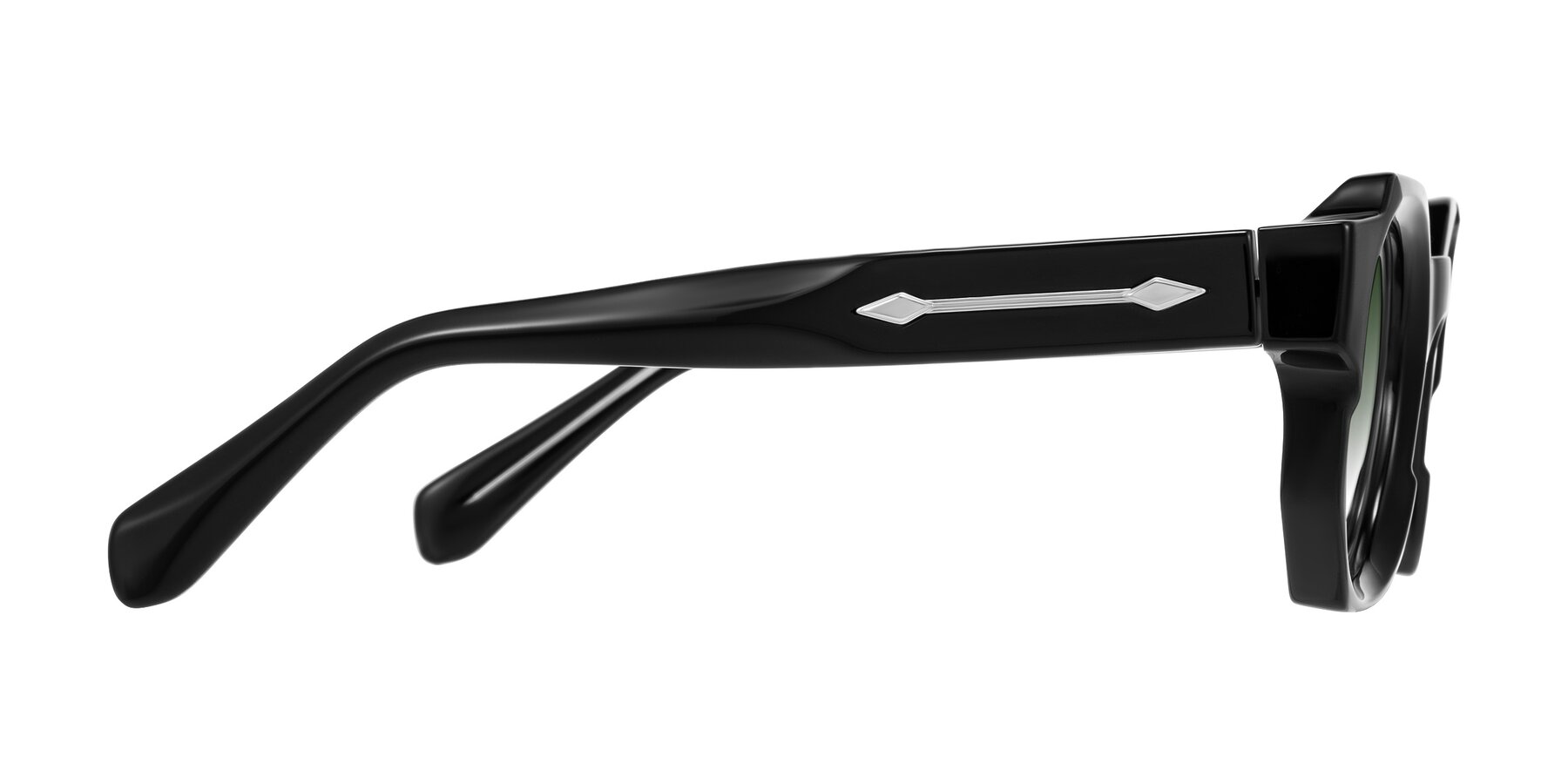 Side of Poole in Black with Green Gradient Lenses