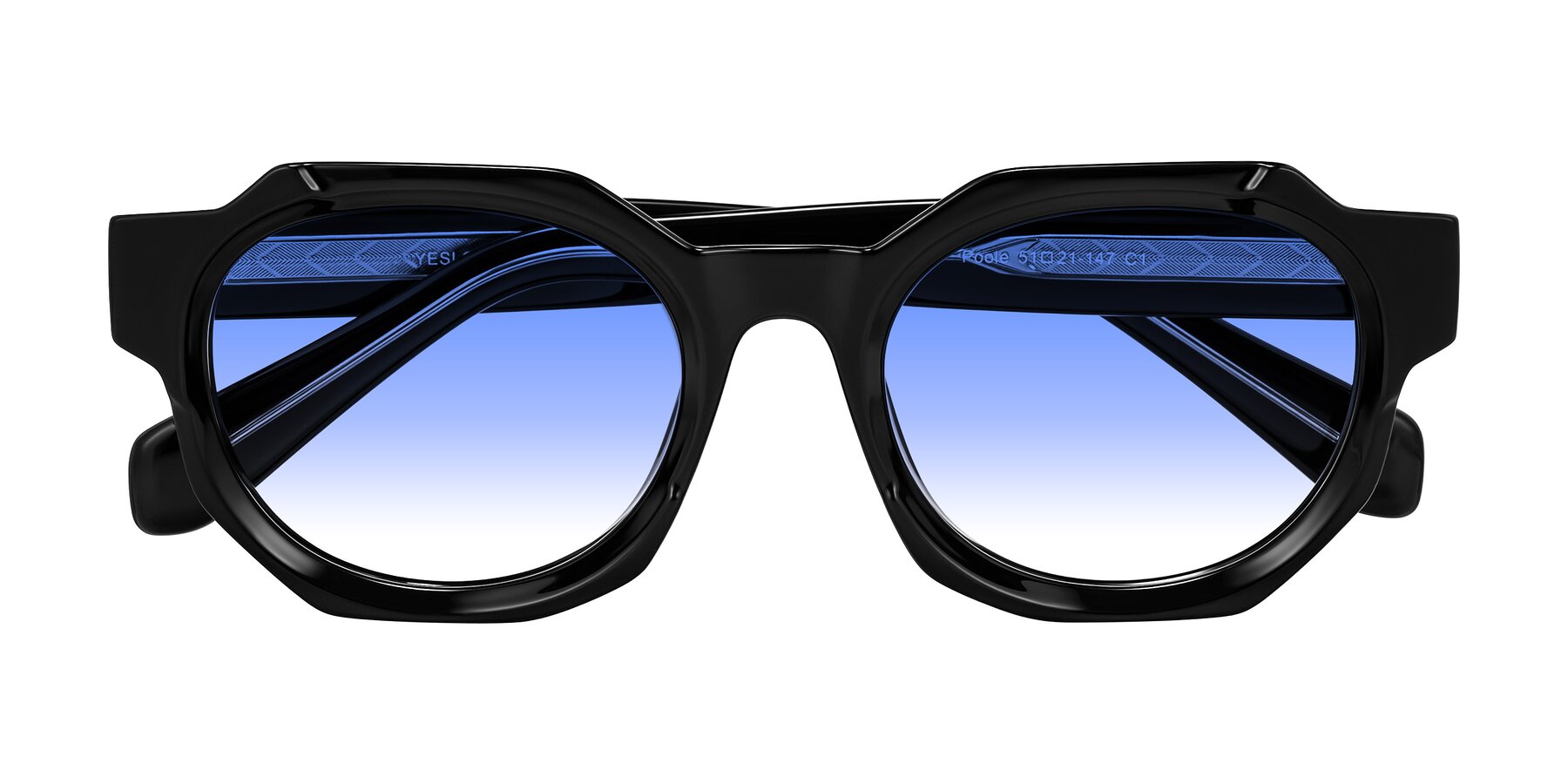 Folded Front of Poole in Black with Blue Gradient Lenses