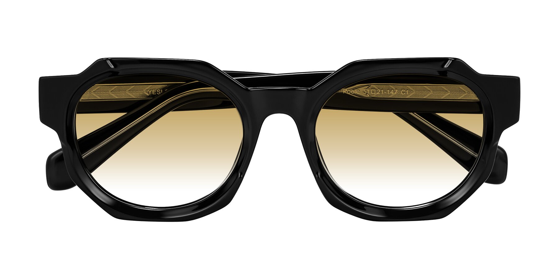 Folded Front of Poole in Black with Champagne Gradient Lenses