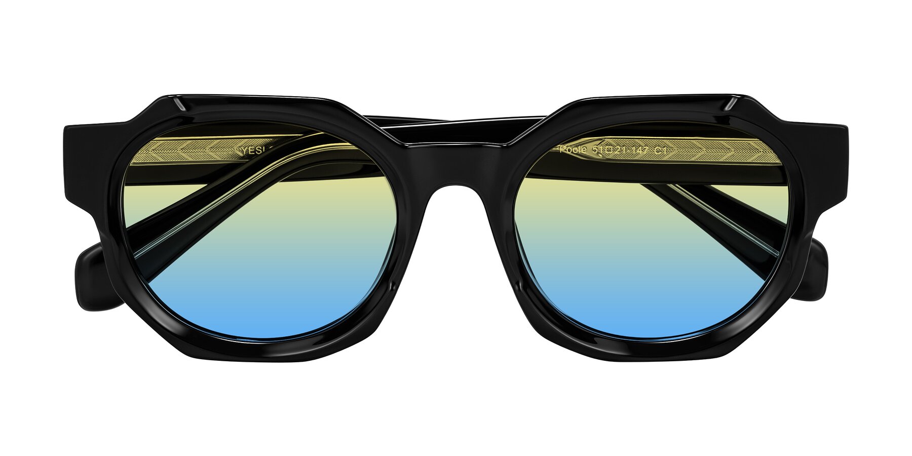 Folded Front of Poole in Black with Yellow / Blue Gradient Lenses