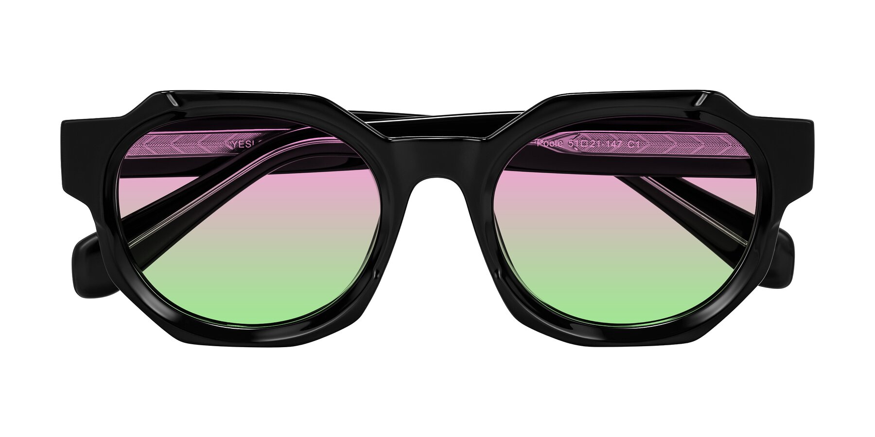 Folded Front of Poole in Black with Pink / Green Gradient Lenses