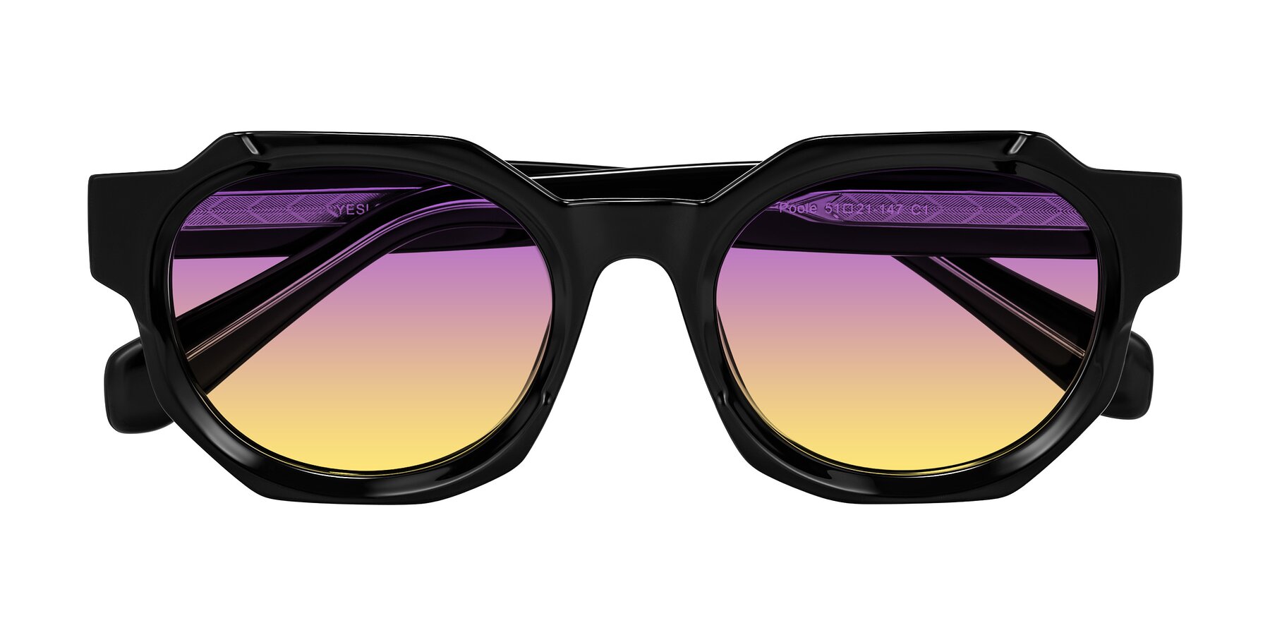 Folded Front of Poole in Black with Purple / Yellow Gradient Lenses