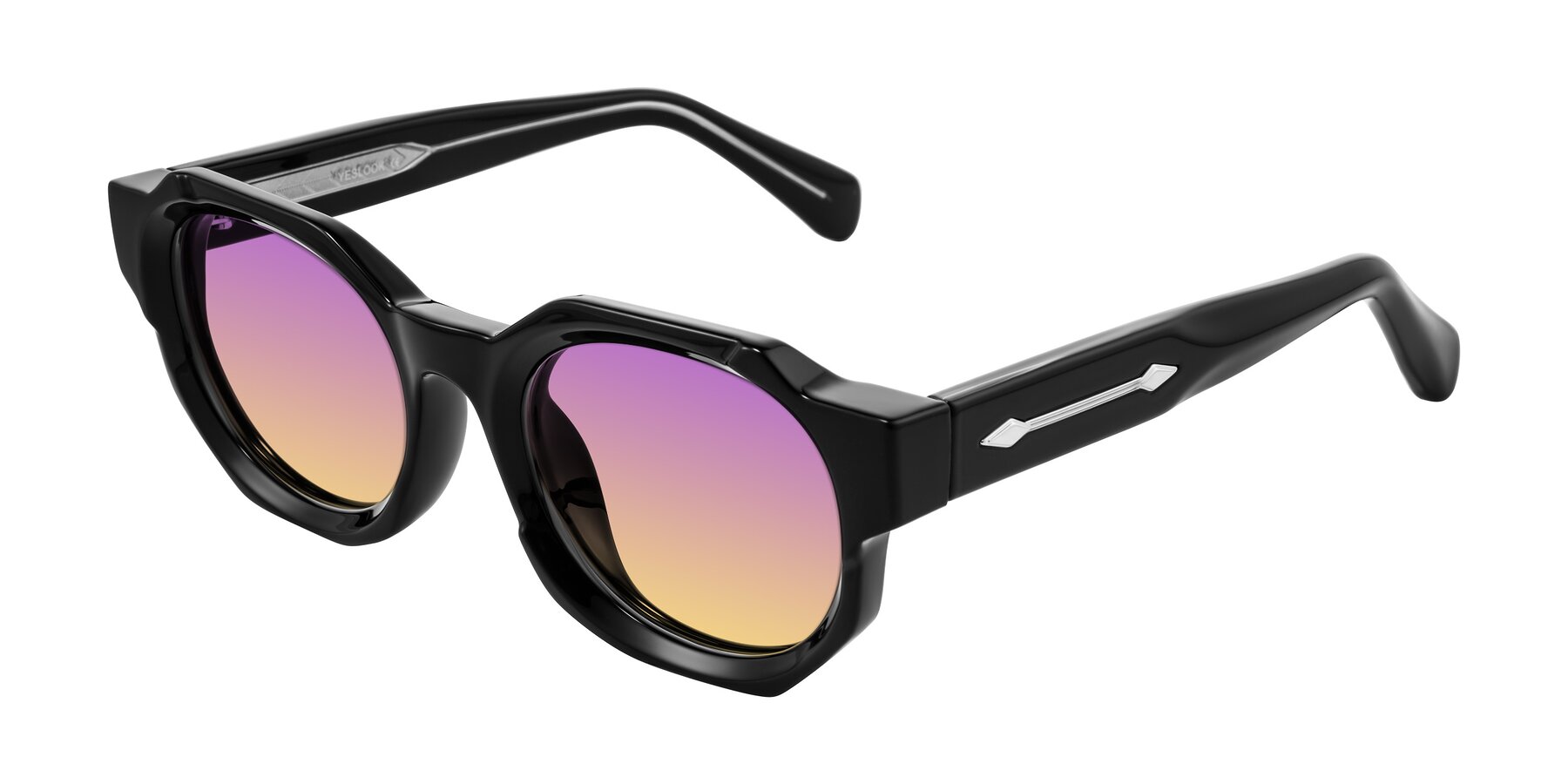 Angle of Poole in Black with Purple / Yellow Gradient Lenses