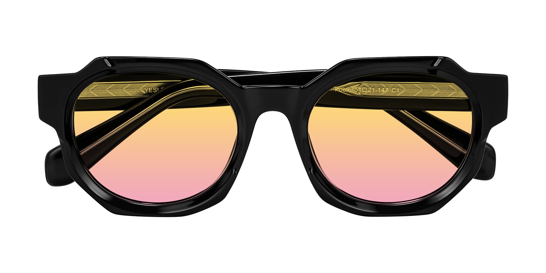 Folded Front of Poole in Black with Yellow / Pink Gradient Lenses