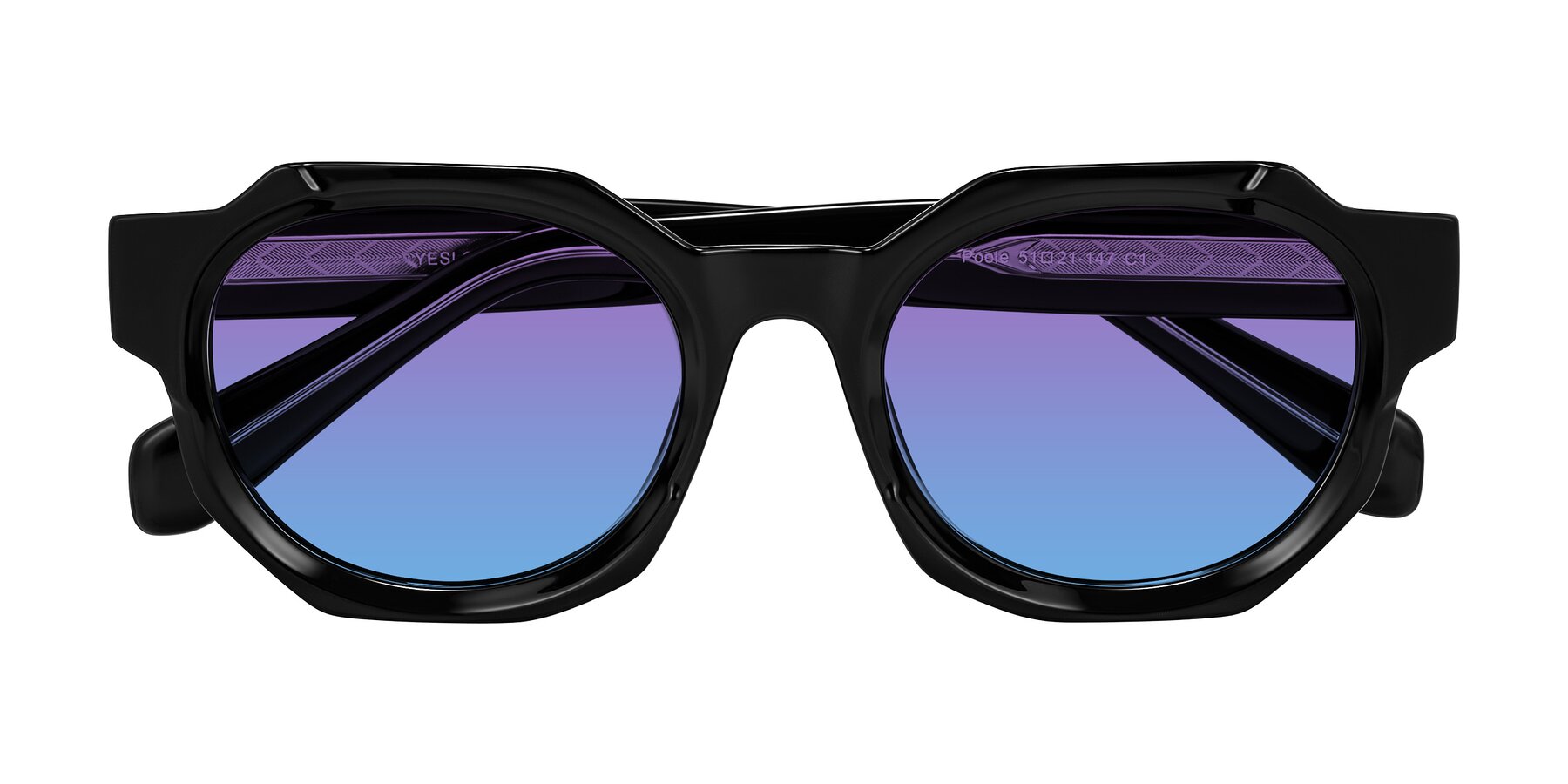 Folded Front of Poole in Black with Purple / Blue Gradient Lenses