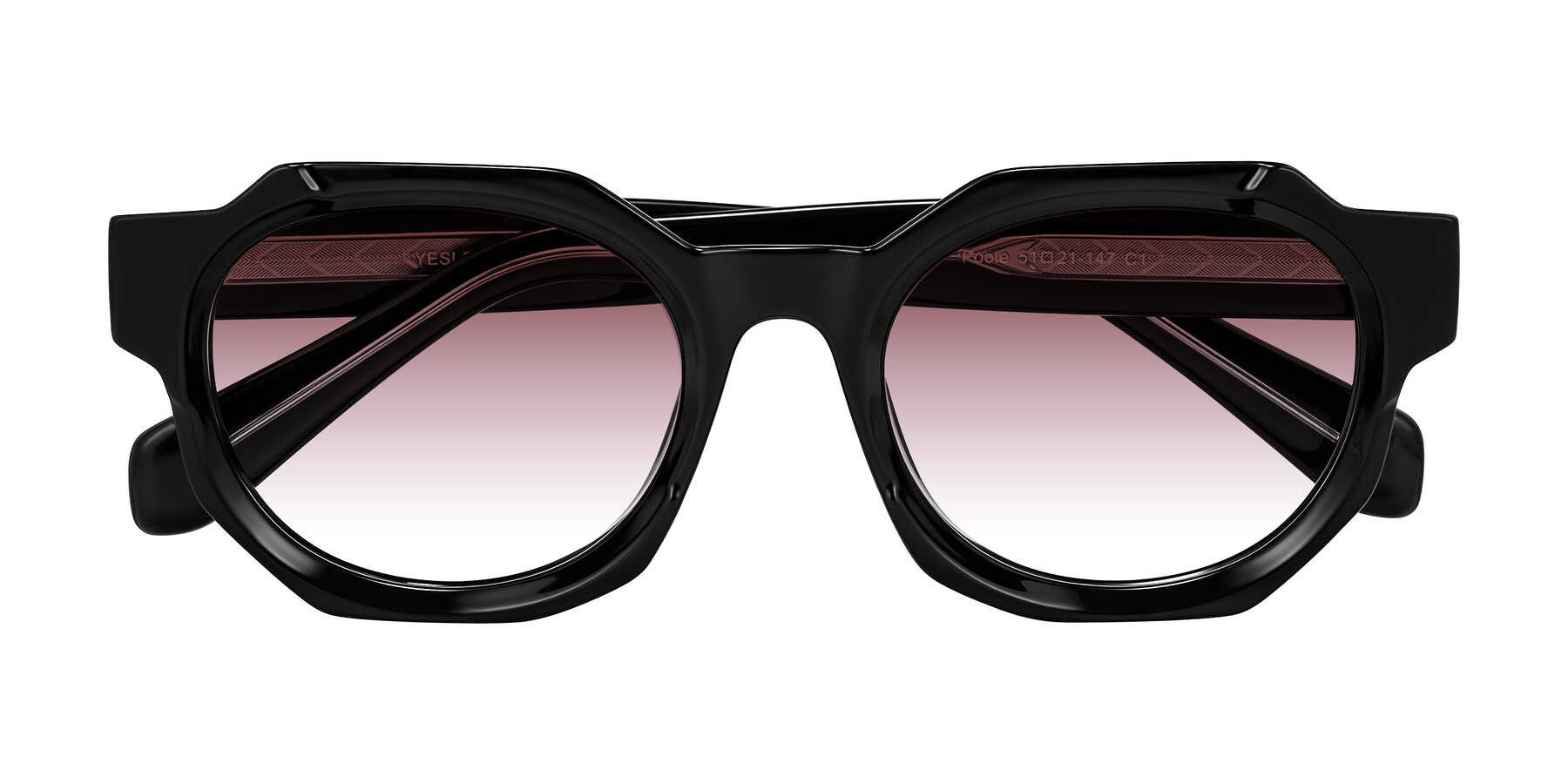 Folded Front of Poole in Black with Garnet Gradient Lenses
