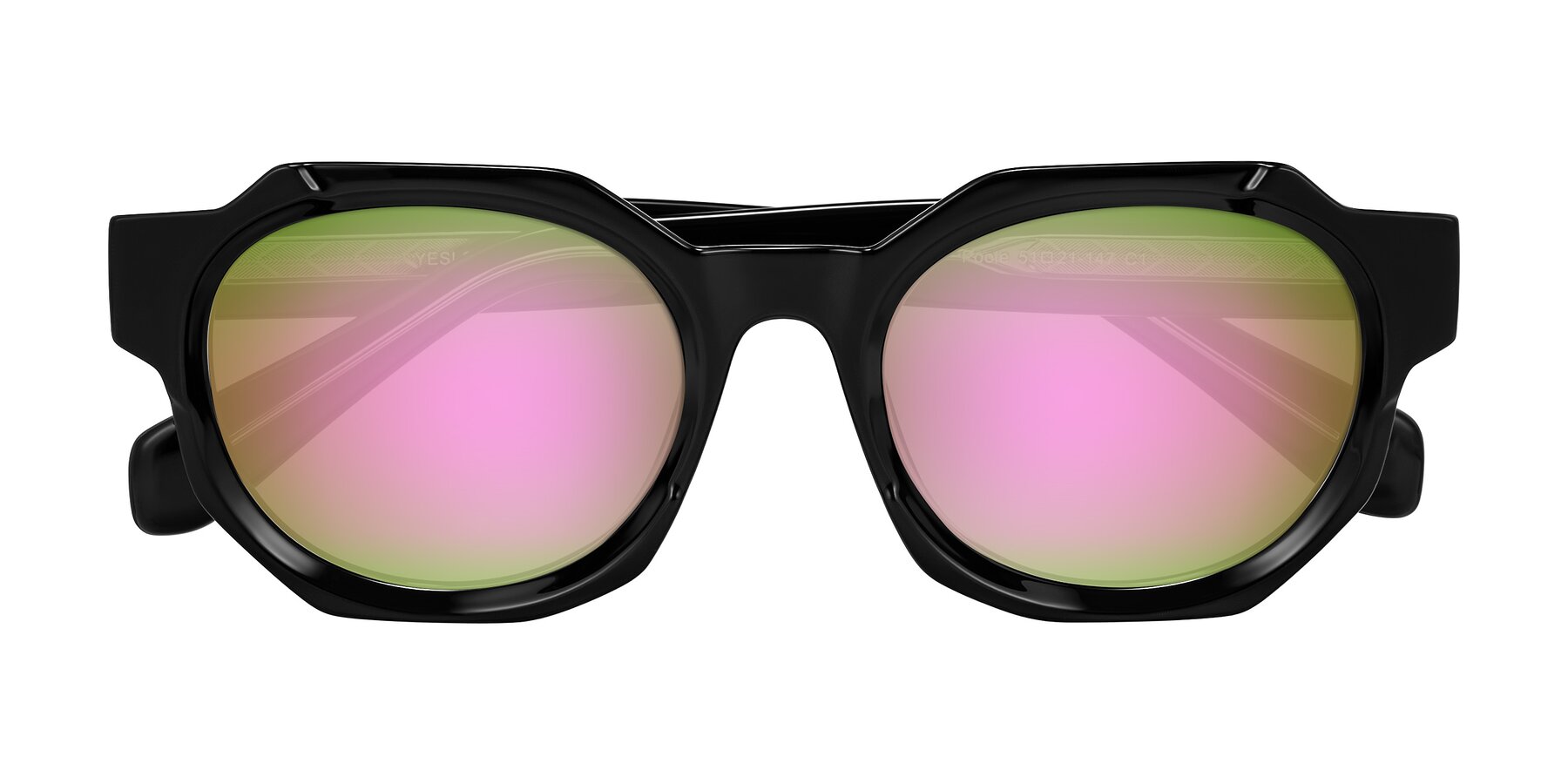 Folded Front of Poole in Black with Pink Mirrored Lenses