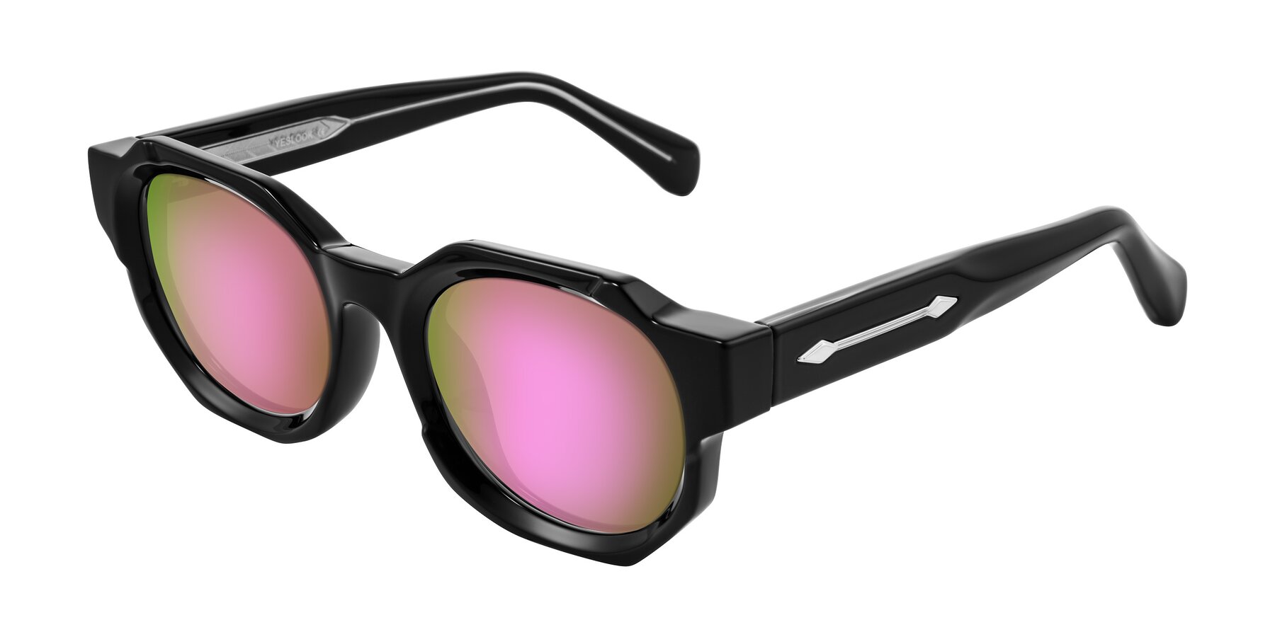 Angle of Poole in Black with Pink Mirrored Lenses