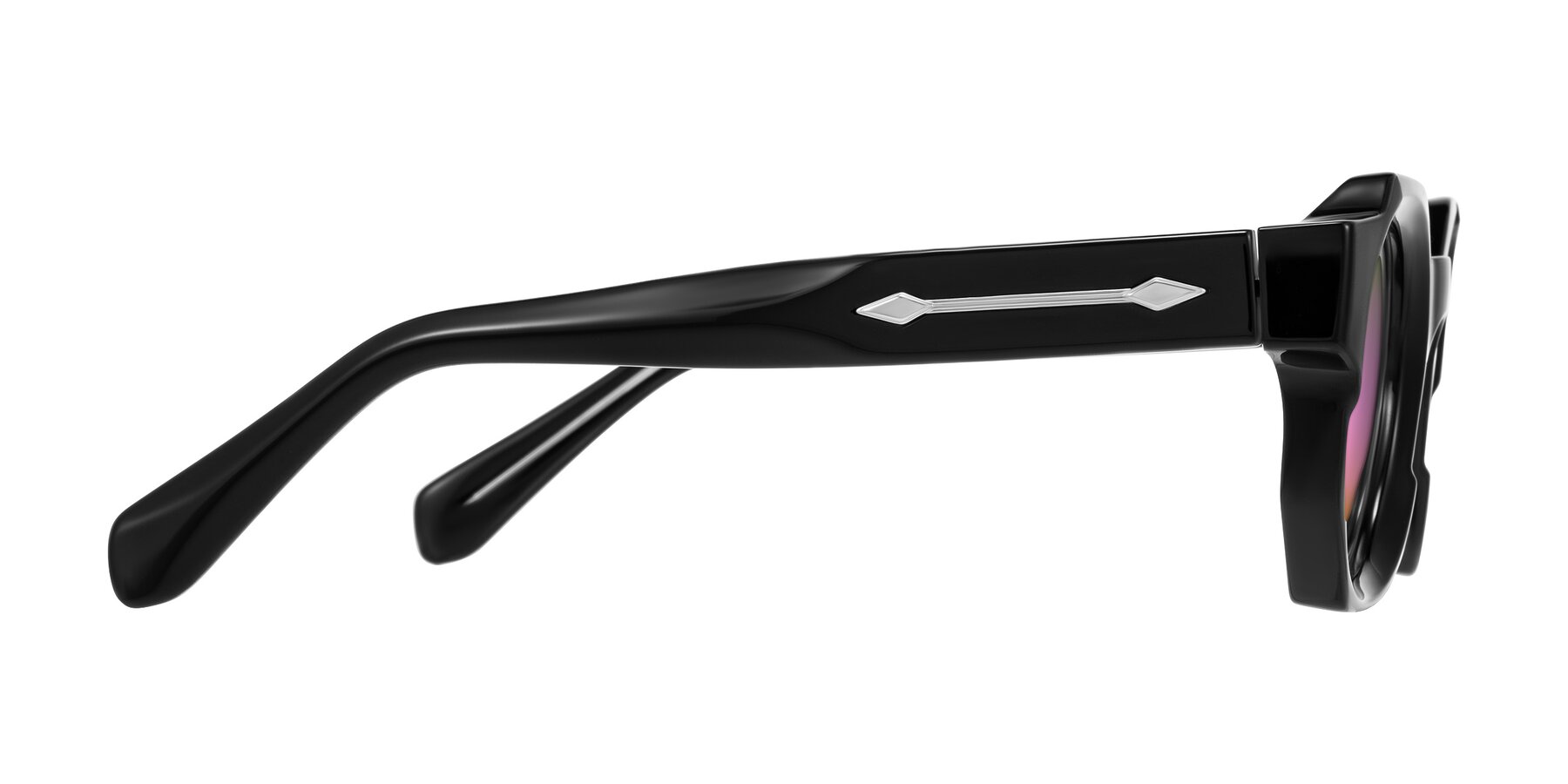 Side of Poole in Black with Pink Mirrored Lenses