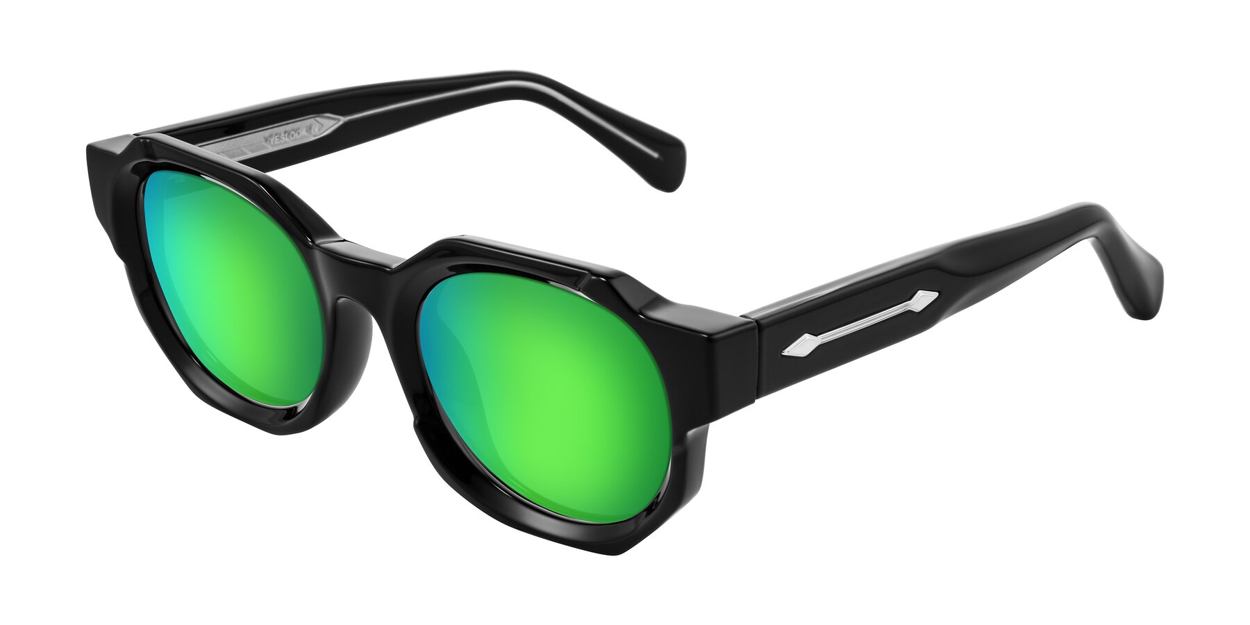 Angle of Poole in Black with Green Mirrored Lenses