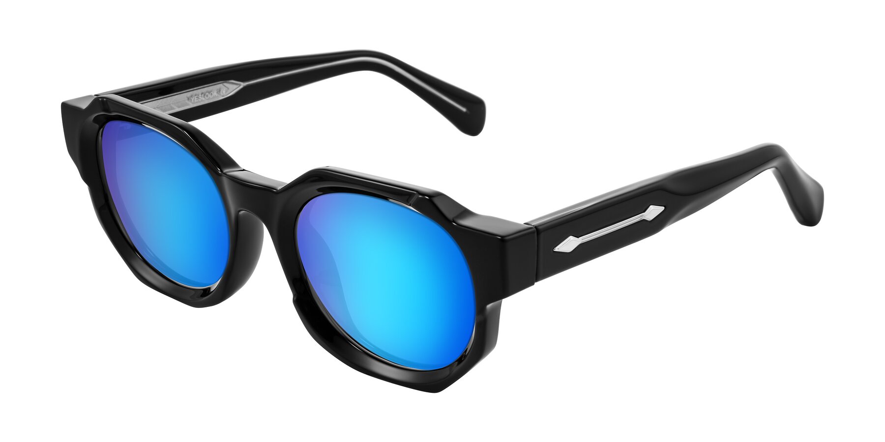 Angle of Poole in Black with Blue Mirrored Lenses