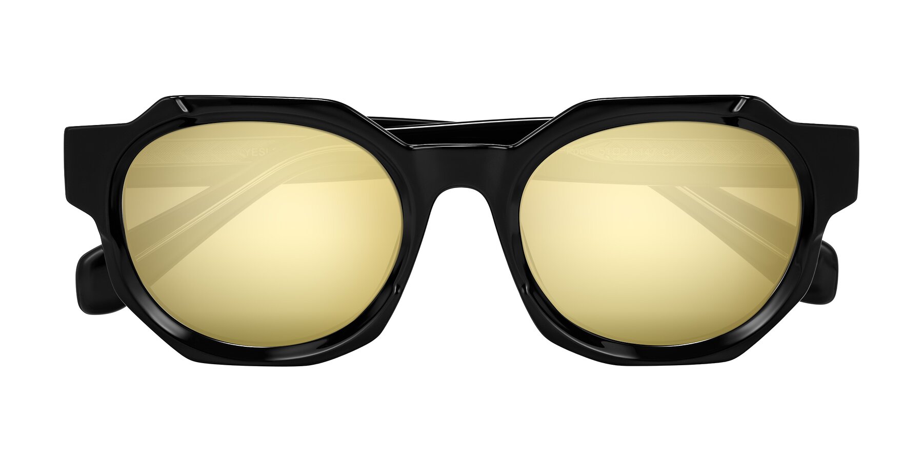 Folded Front of Poole in Black with Gold Mirrored Lenses