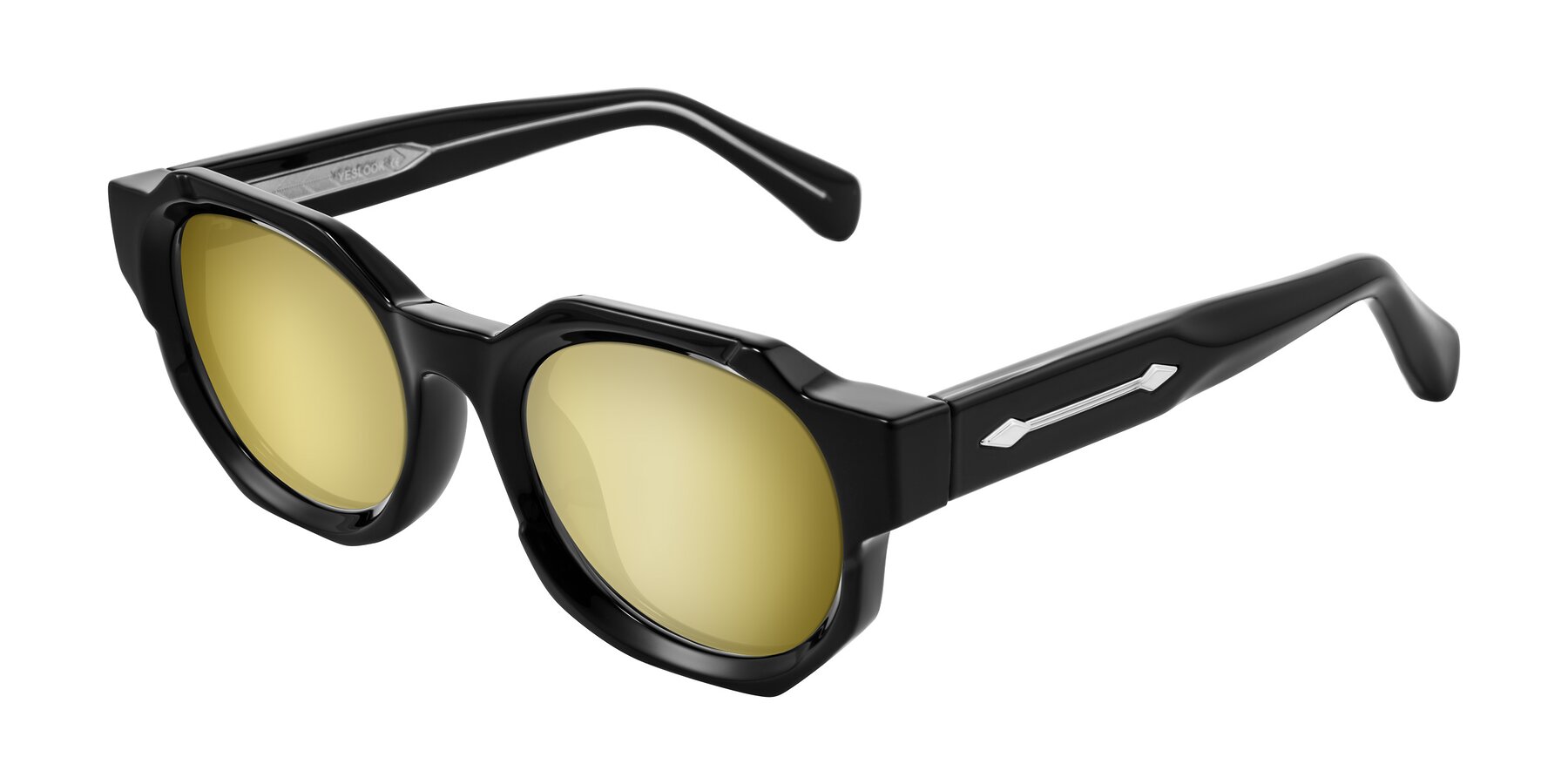Angle of Poole in Black with Gold Mirrored Lenses