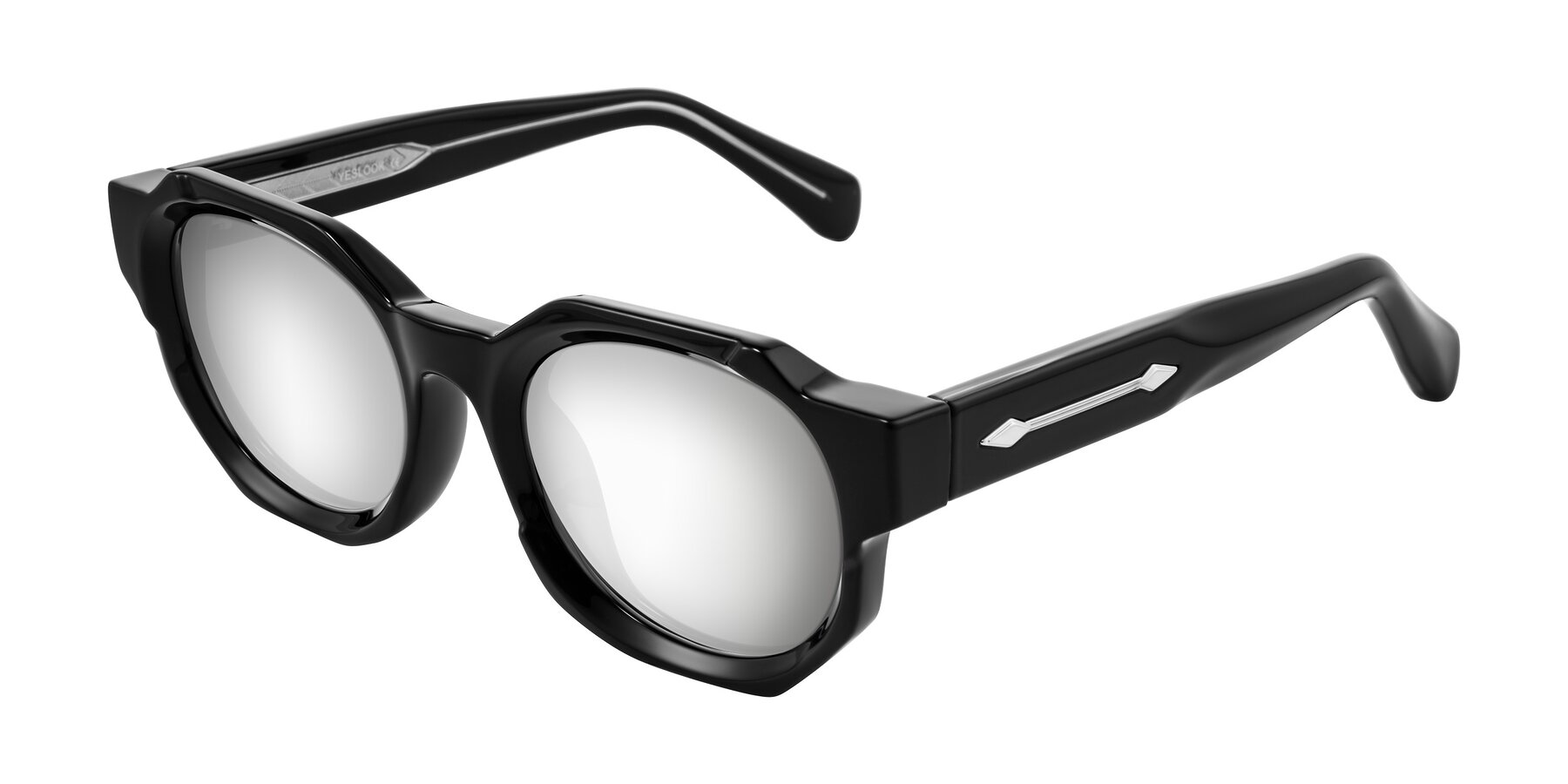 Angle of Poole in Black with Silver Mirrored Lenses
