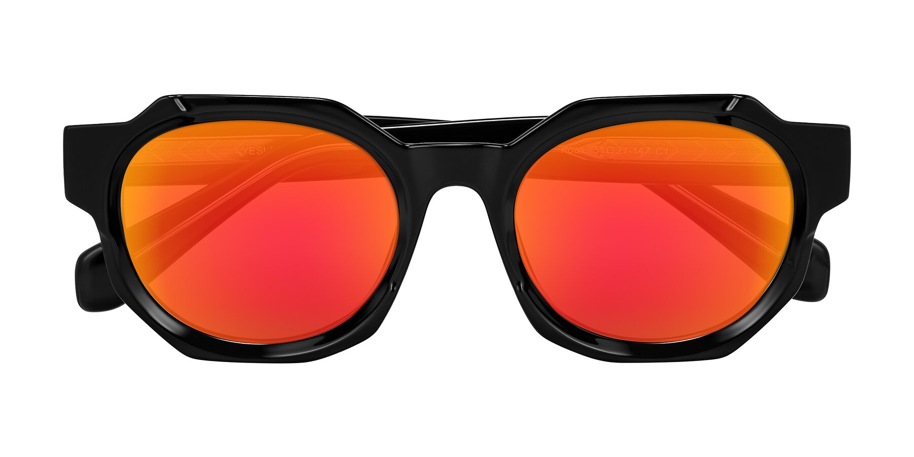 Folded Front of Poole in Black with Red Gold Mirrored Lenses