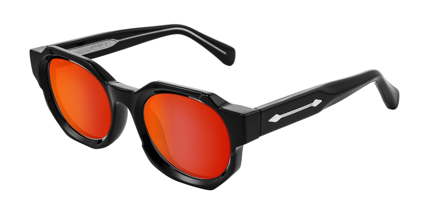 Angle of Poole in Black with Red Gold Mirrored Lenses