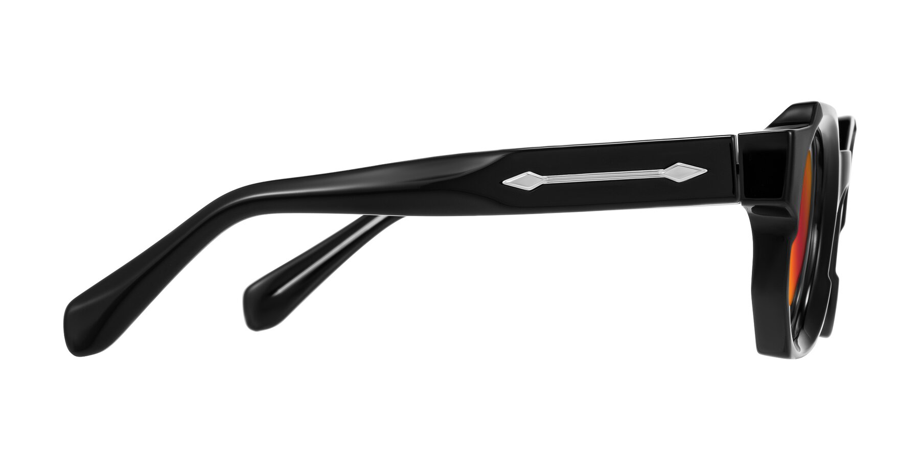 Side of Poole in Black with Red Gold Mirrored Lenses