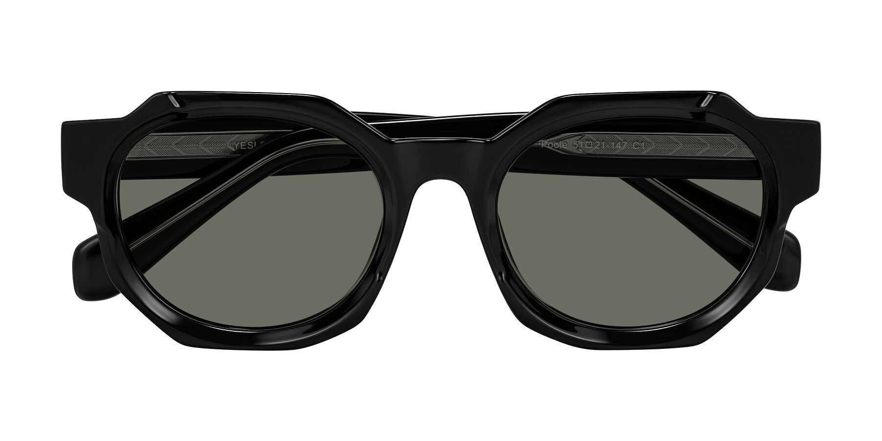 Folded Front of Poole in Black with Gray Polarized Lenses
