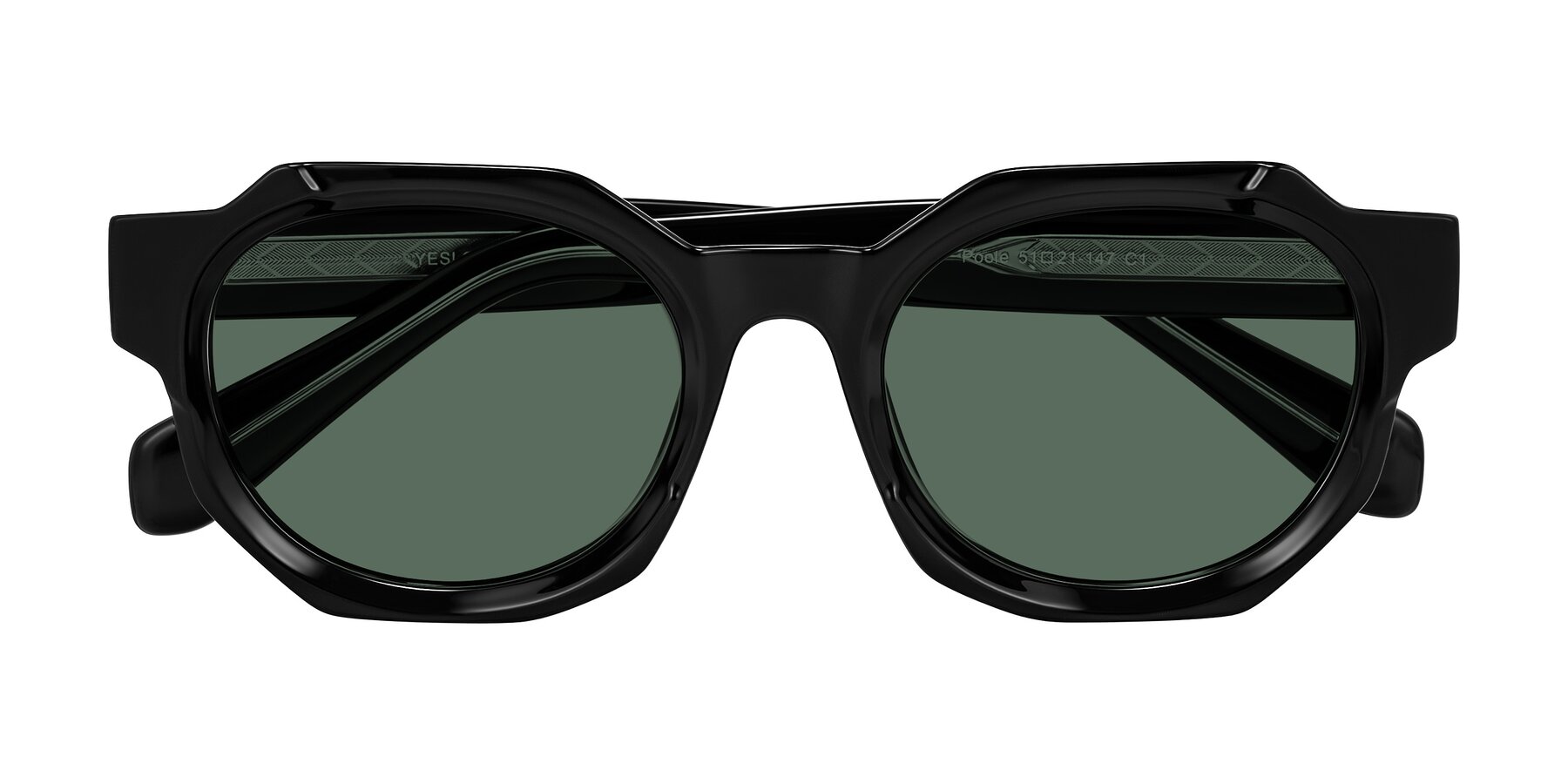 Folded Front of Poole in Black with Green Polarized Lenses