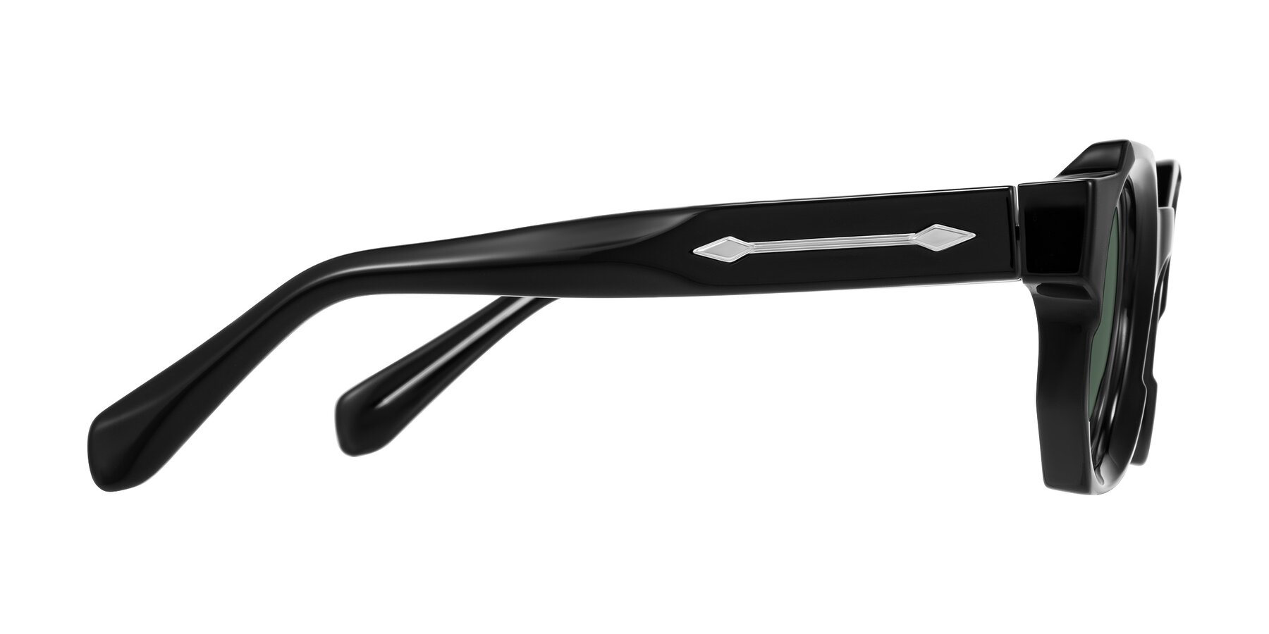 Side of Poole in Black with Green Polarized Lenses