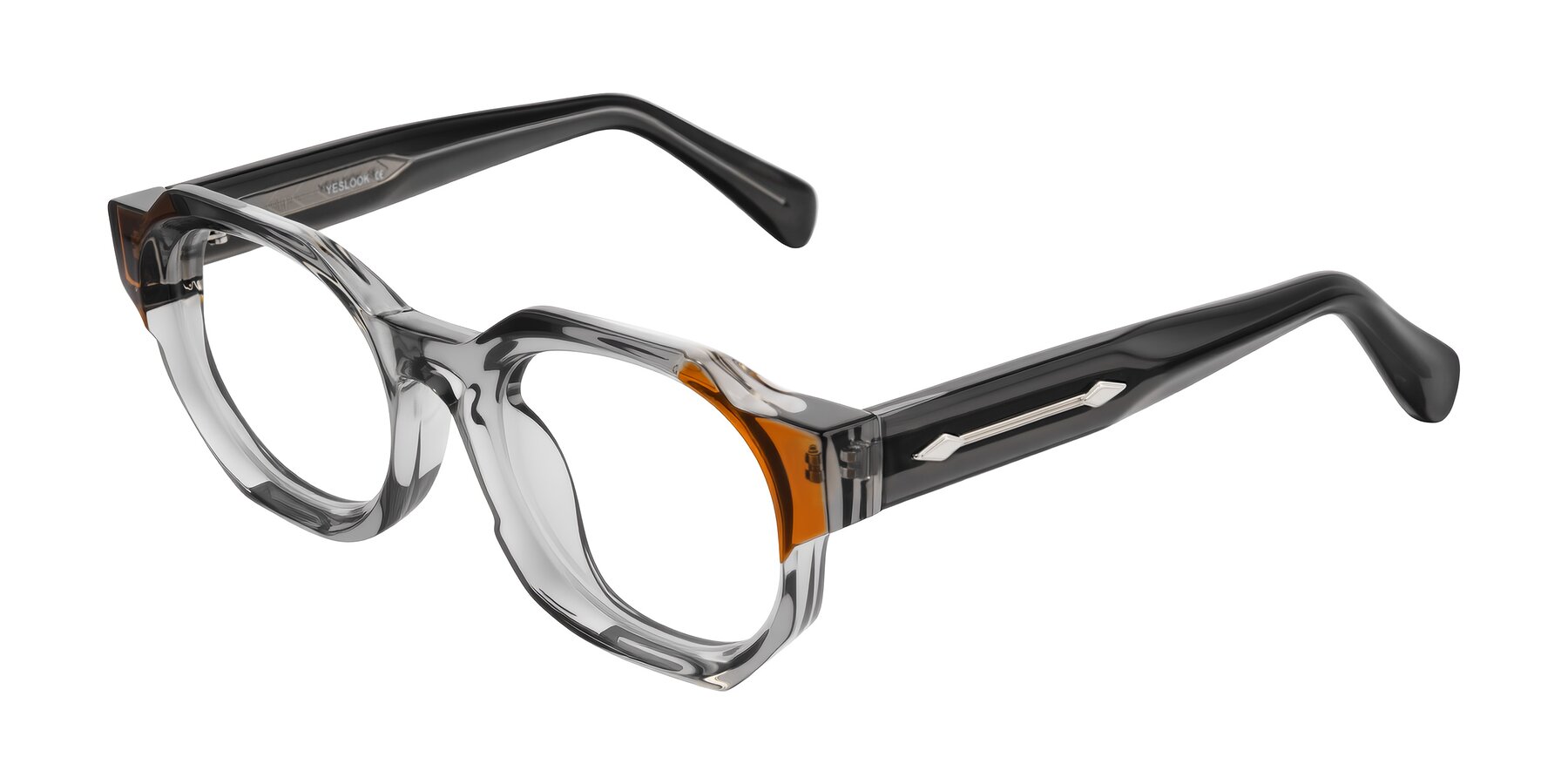 Angle of Poole in Transparent Gray with Clear Eyeglass Lenses