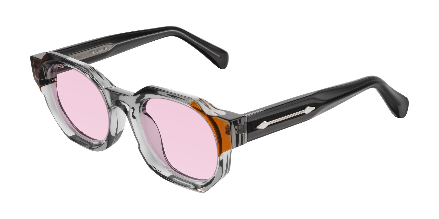 Angle of Poole in Transparent Gray with Light Pink Tinted Lenses