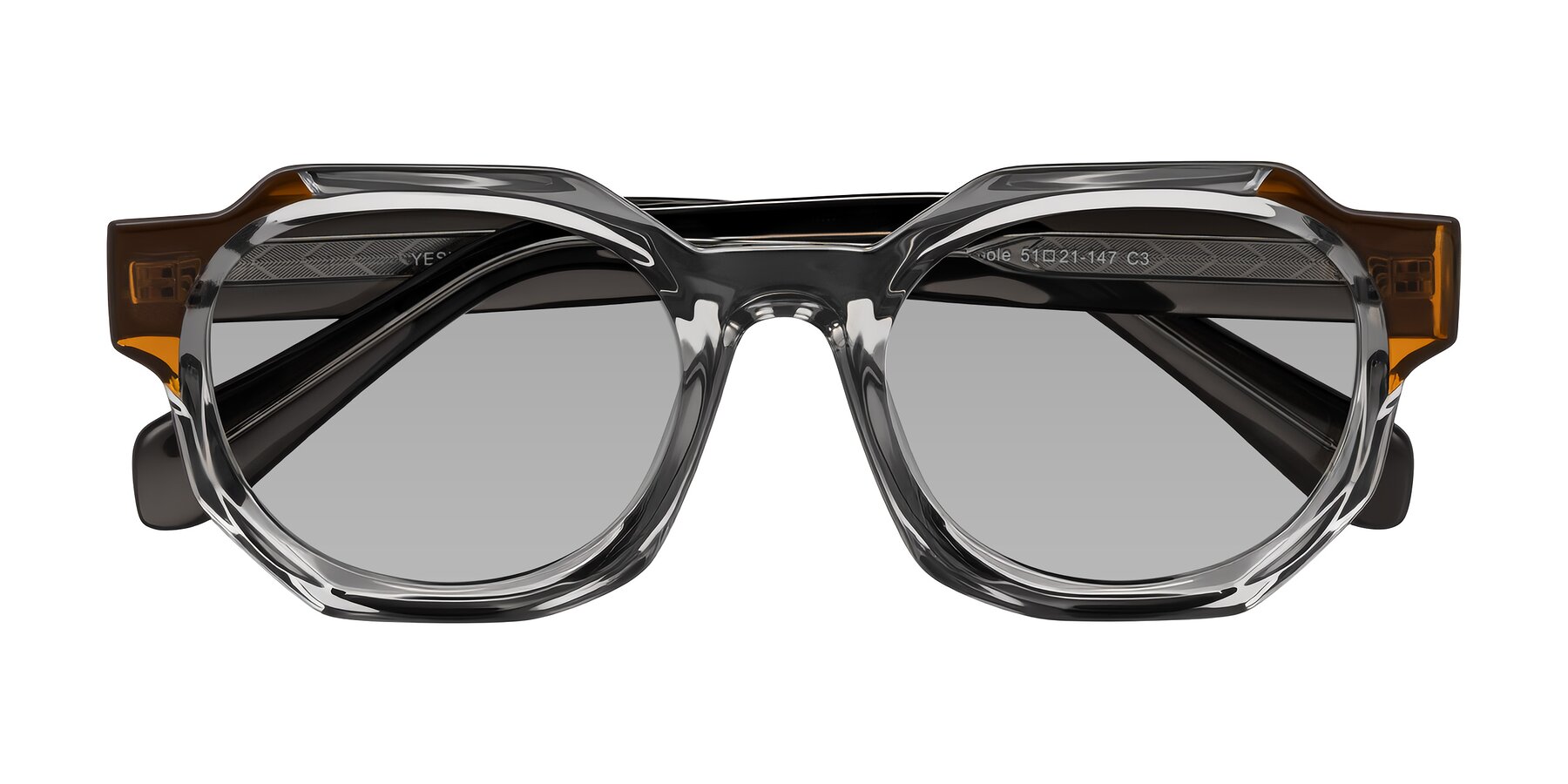 Folded Front of Poole in Transparent Gray with Light Gray Tinted Lenses