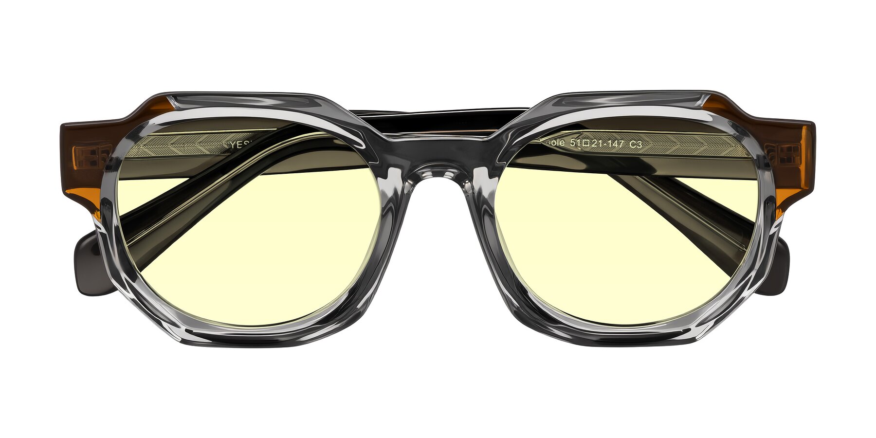 Folded Front of Poole in Transparent Gray with Light Yellow Tinted Lenses