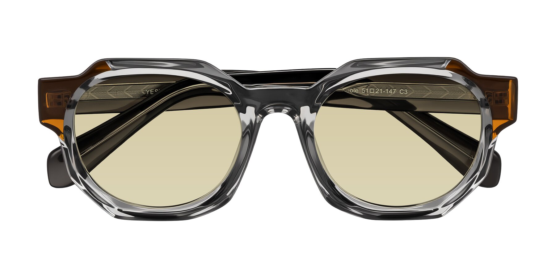 Folded Front of Poole in Transparent Gray with Light Champagne Tinted Lenses