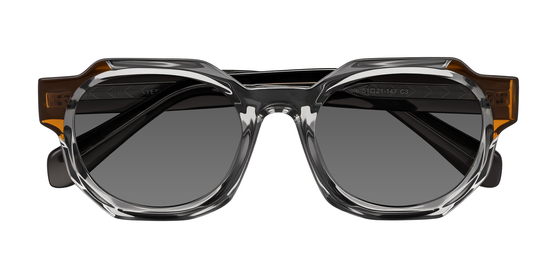 Folded Front of Poole in Transparent Gray with Medium Gray Tinted Lenses