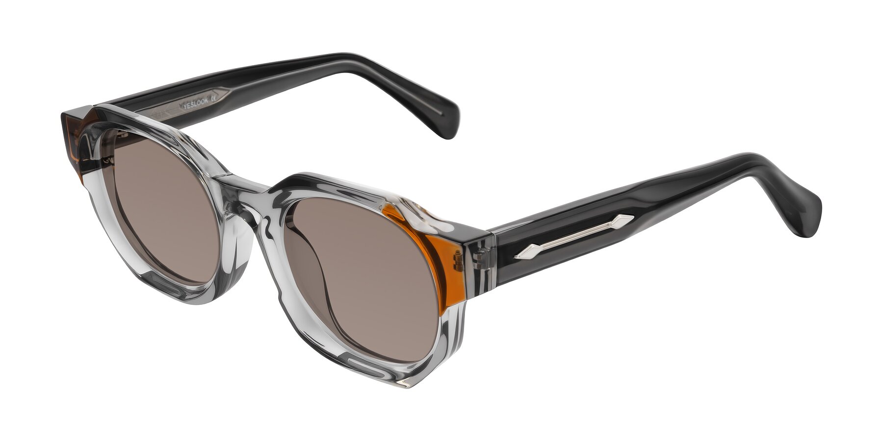 Angle of Poole in Transparent Gray with Medium Brown Tinted Lenses