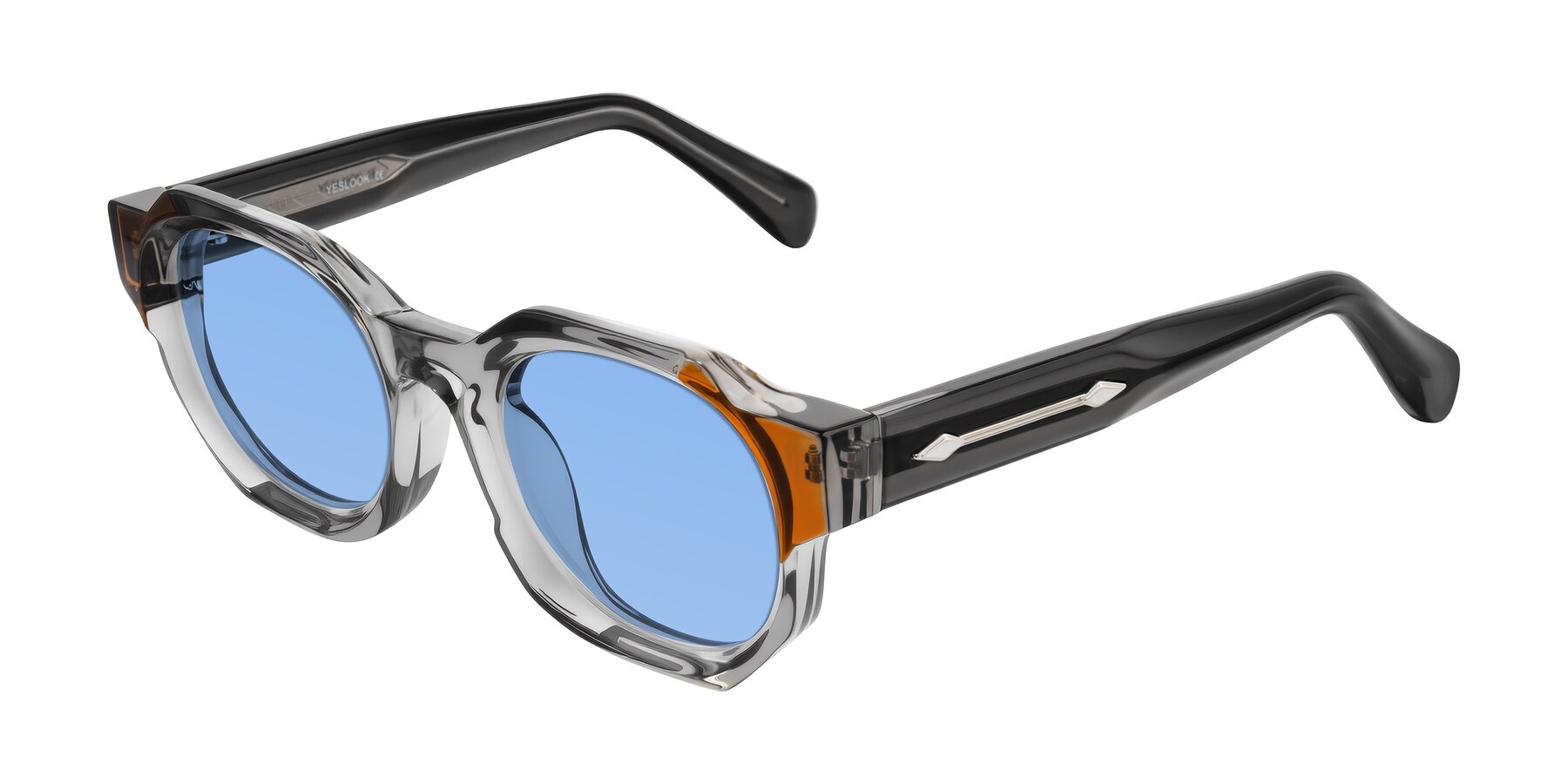 Angle of Poole in Transparent Gray with Medium Blue Tinted Lenses