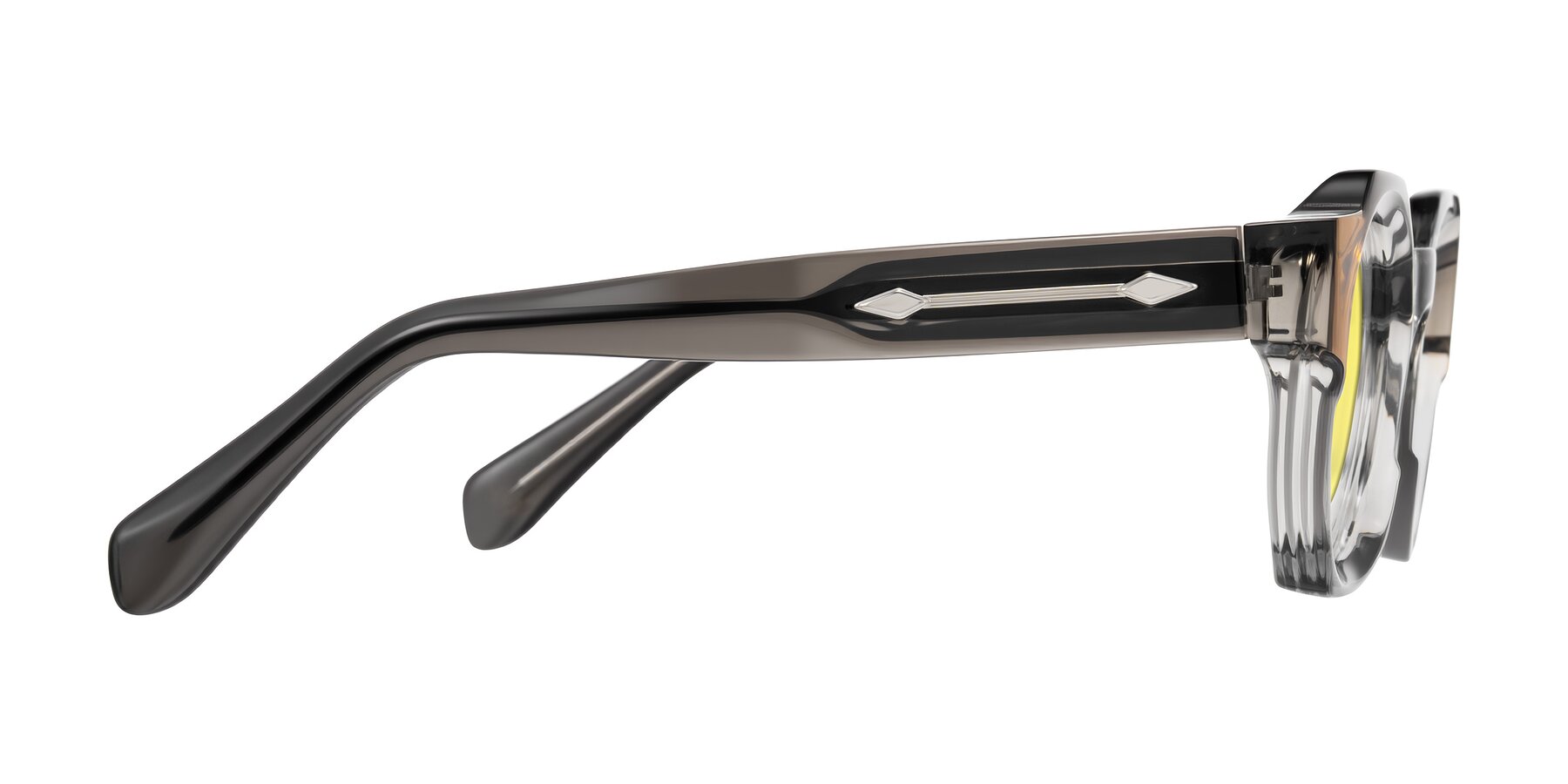 Side of Poole in Transparent Gray with Medium Yellow Tinted Lenses