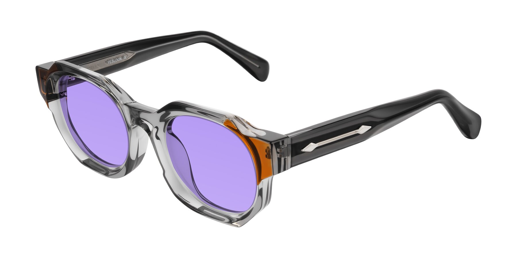 Angle of Poole in Transparent Gray with Medium Purple Tinted Lenses