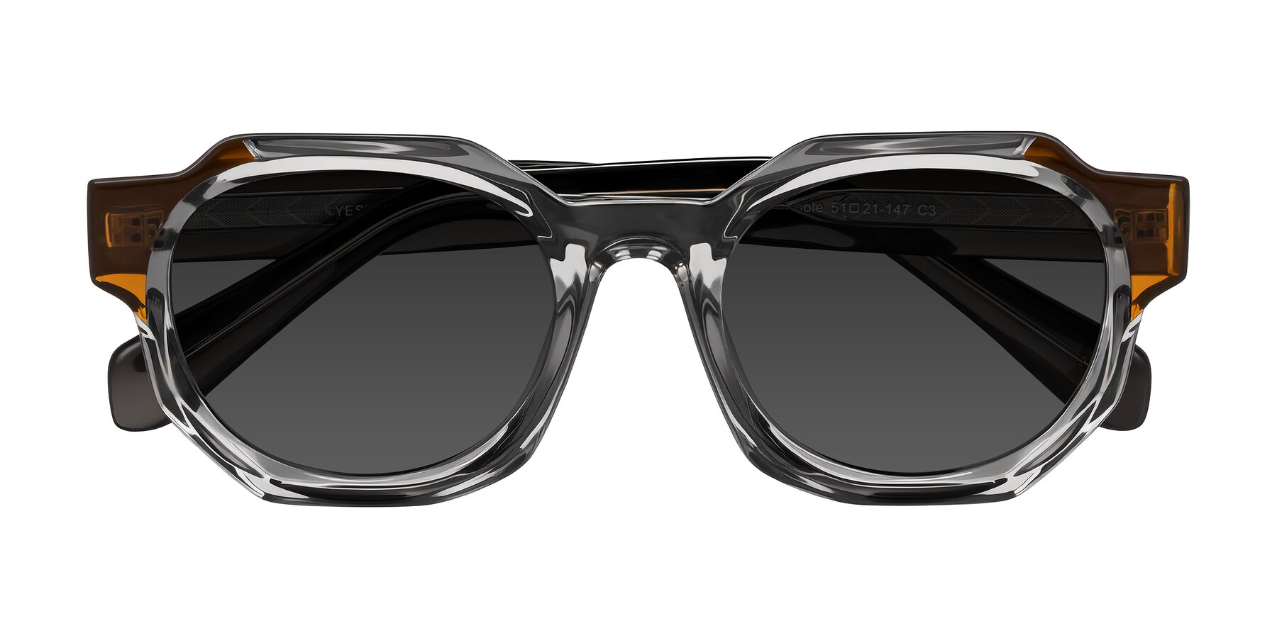 Folded Front of Poole in Transparent Gray with Gray Tinted Lenses