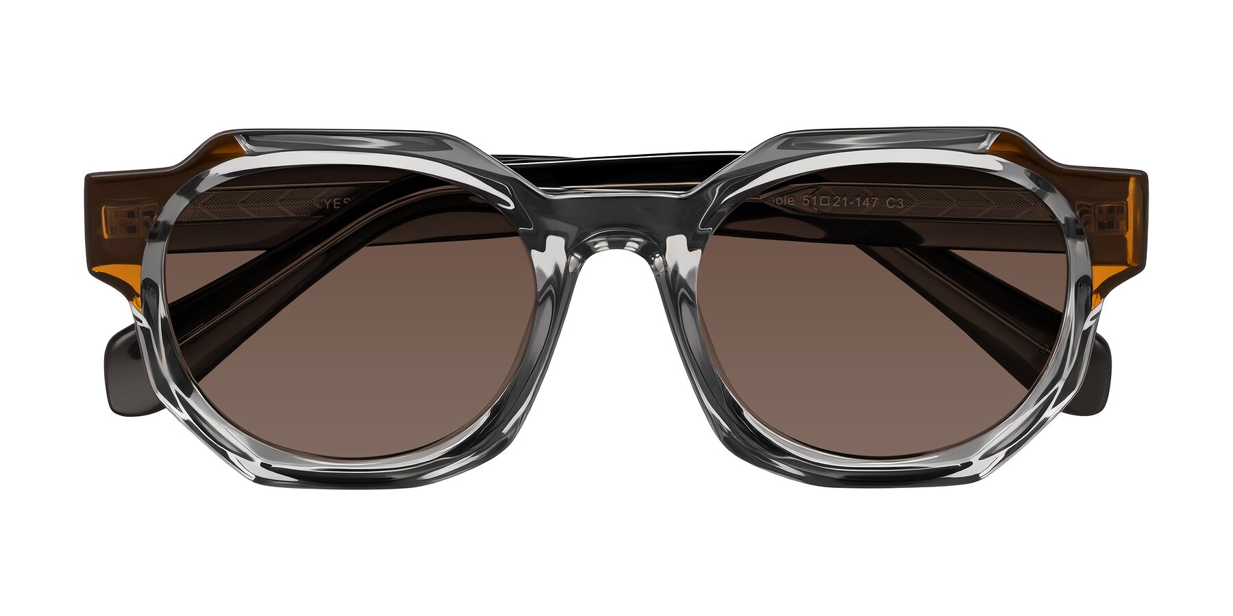 Folded Front of Poole in Transparent Gray with Brown Tinted Lenses