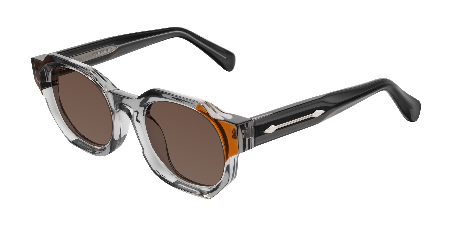 Angle of Poole in Transparent Gray with Brown Tinted Lenses