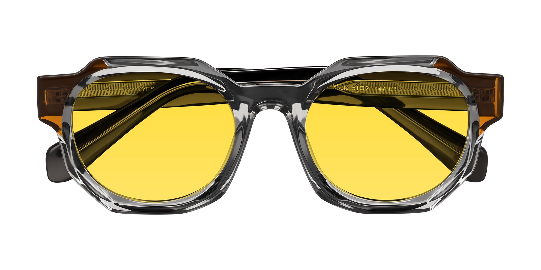 Folded Front of Poole in Transparent Gray with Yellow Tinted Lenses
