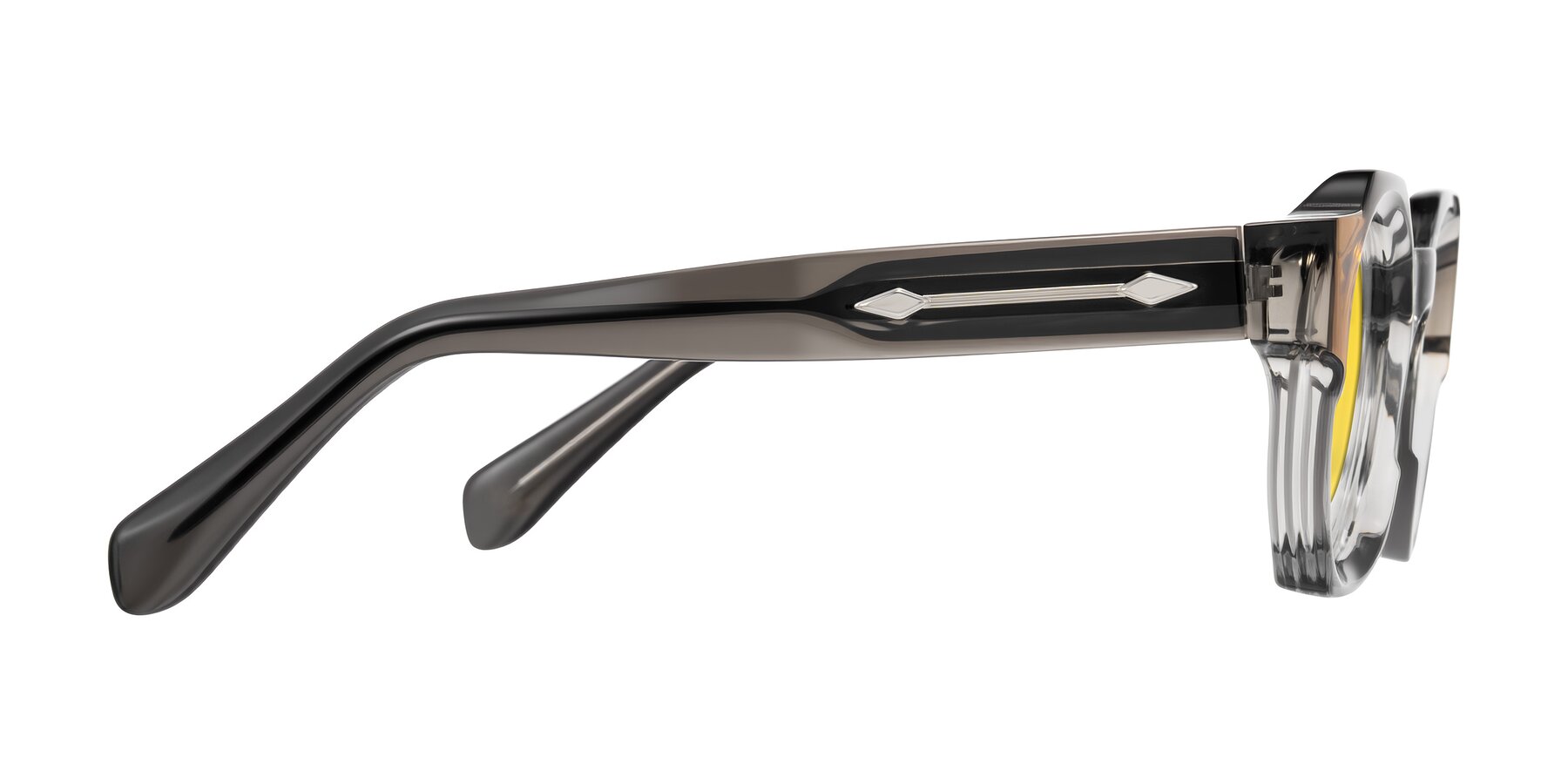 Side of Poole in Transparent Gray with Yellow Tinted Lenses